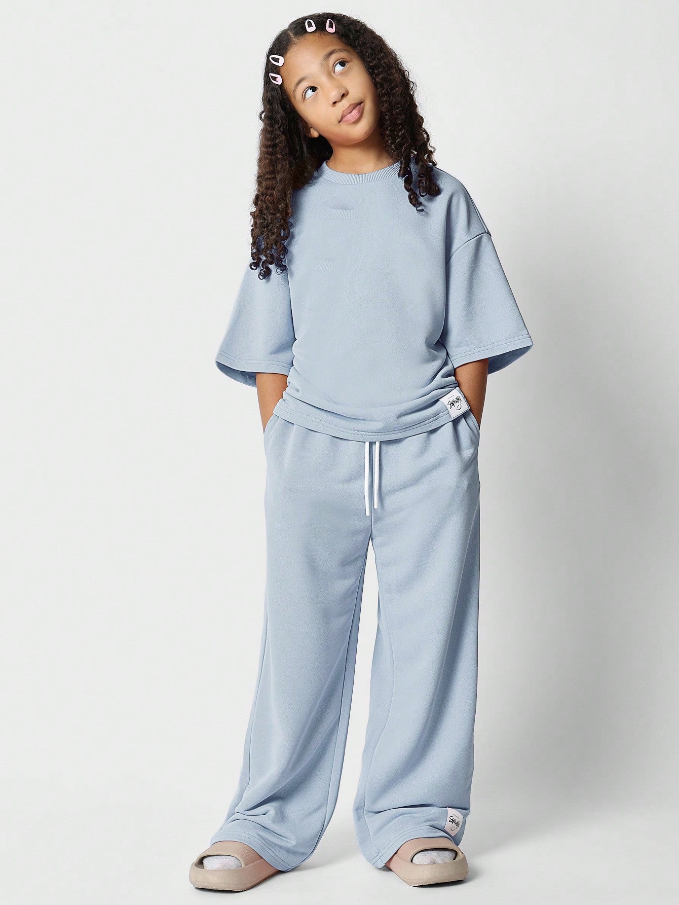 Tween Girls Oversized Fit Tee With Joggers 2 Piece Set