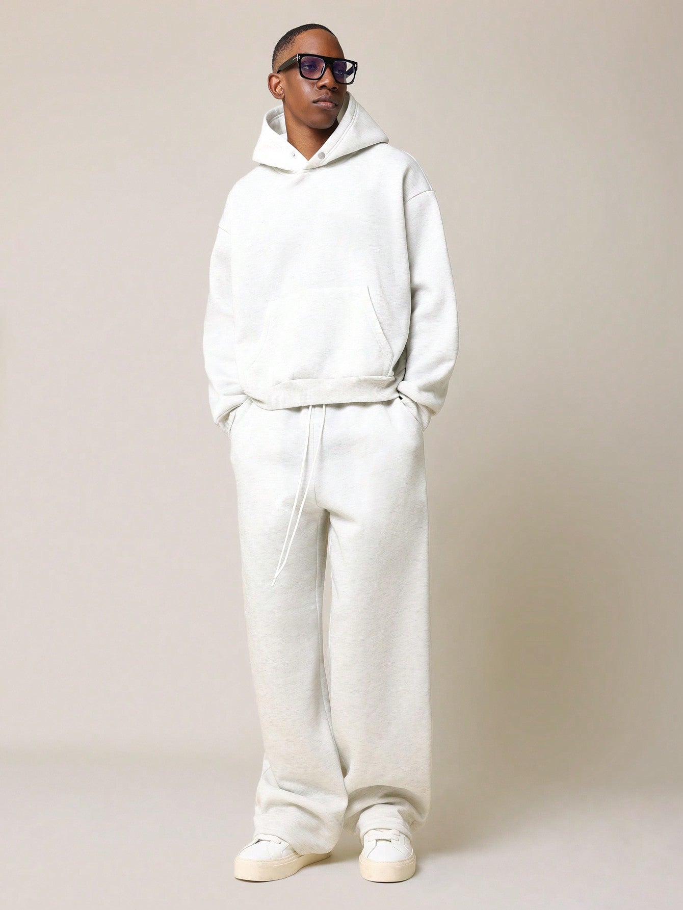 White sweatpants and hoodie set sale