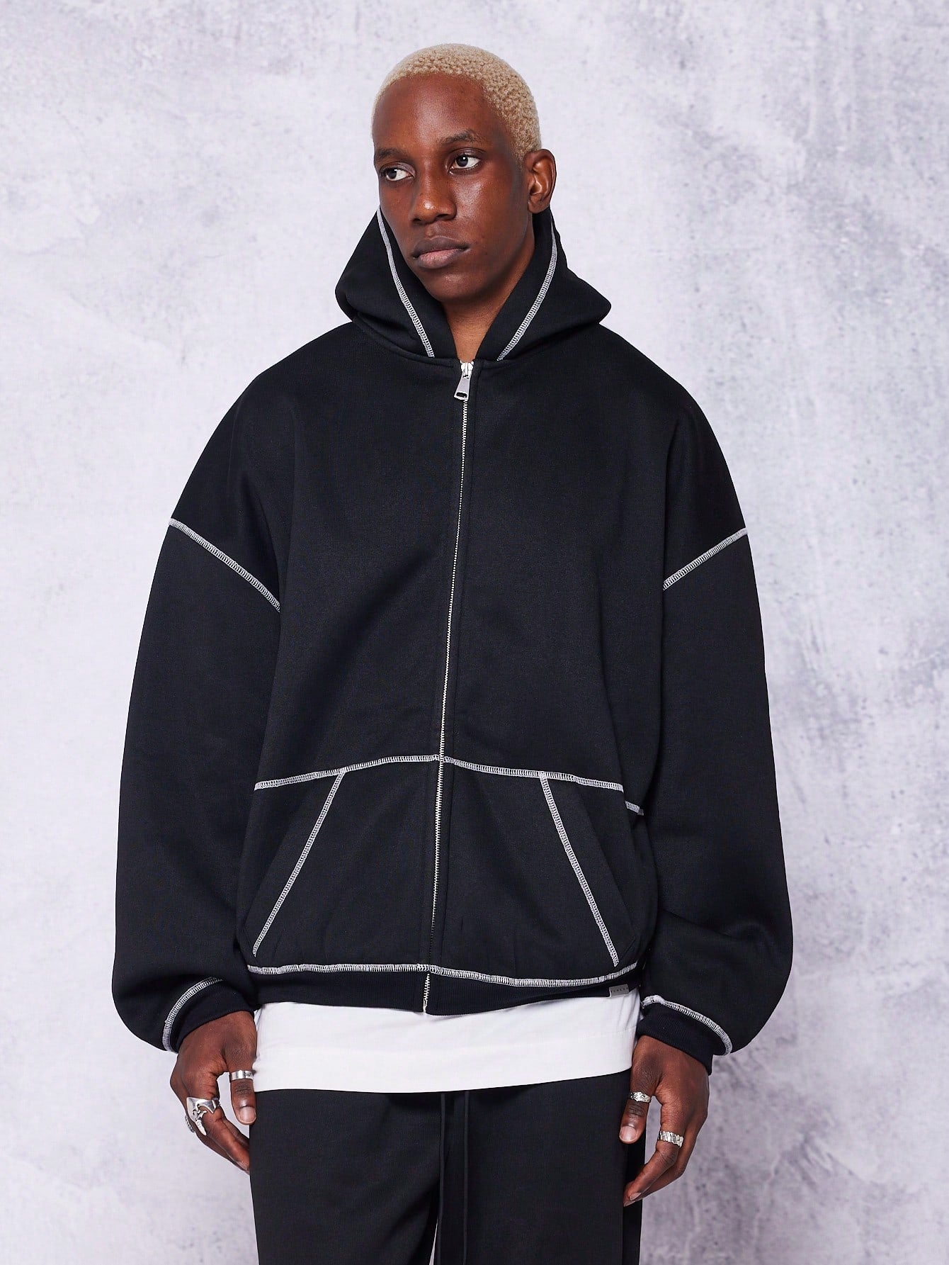 Contrast zip hoodie best sale