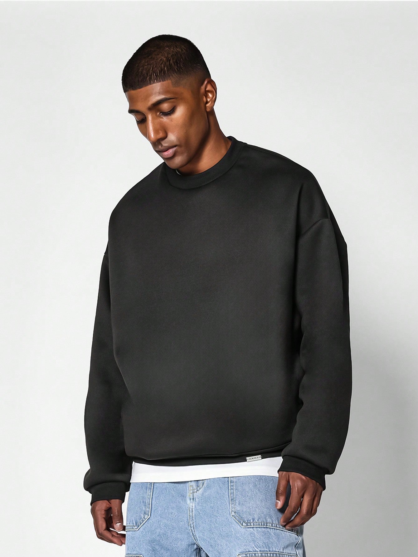 Regular Fit Crew Neck Sweatshirt With Side Pockets