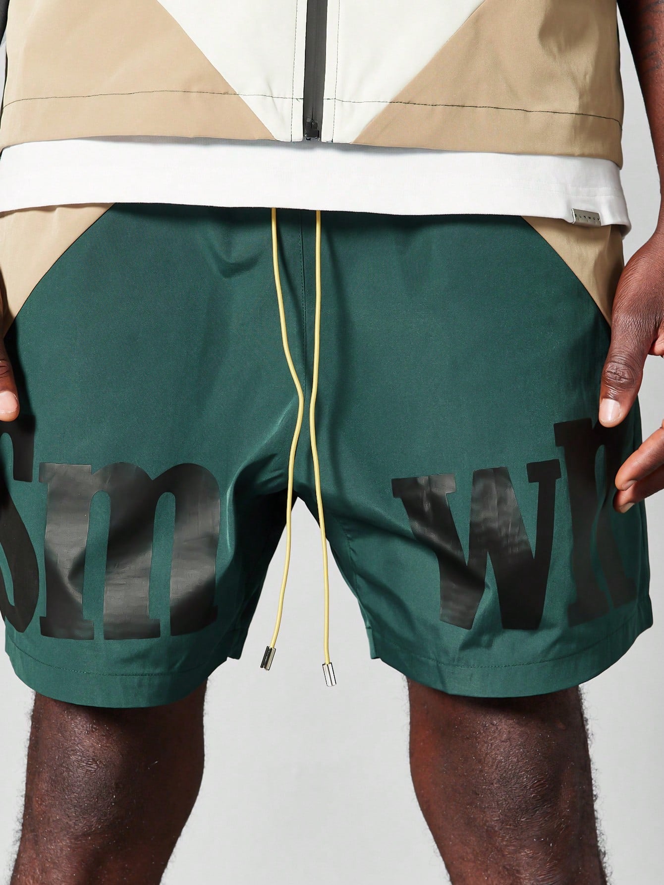 Nylon Short With Colour Blocked Panels