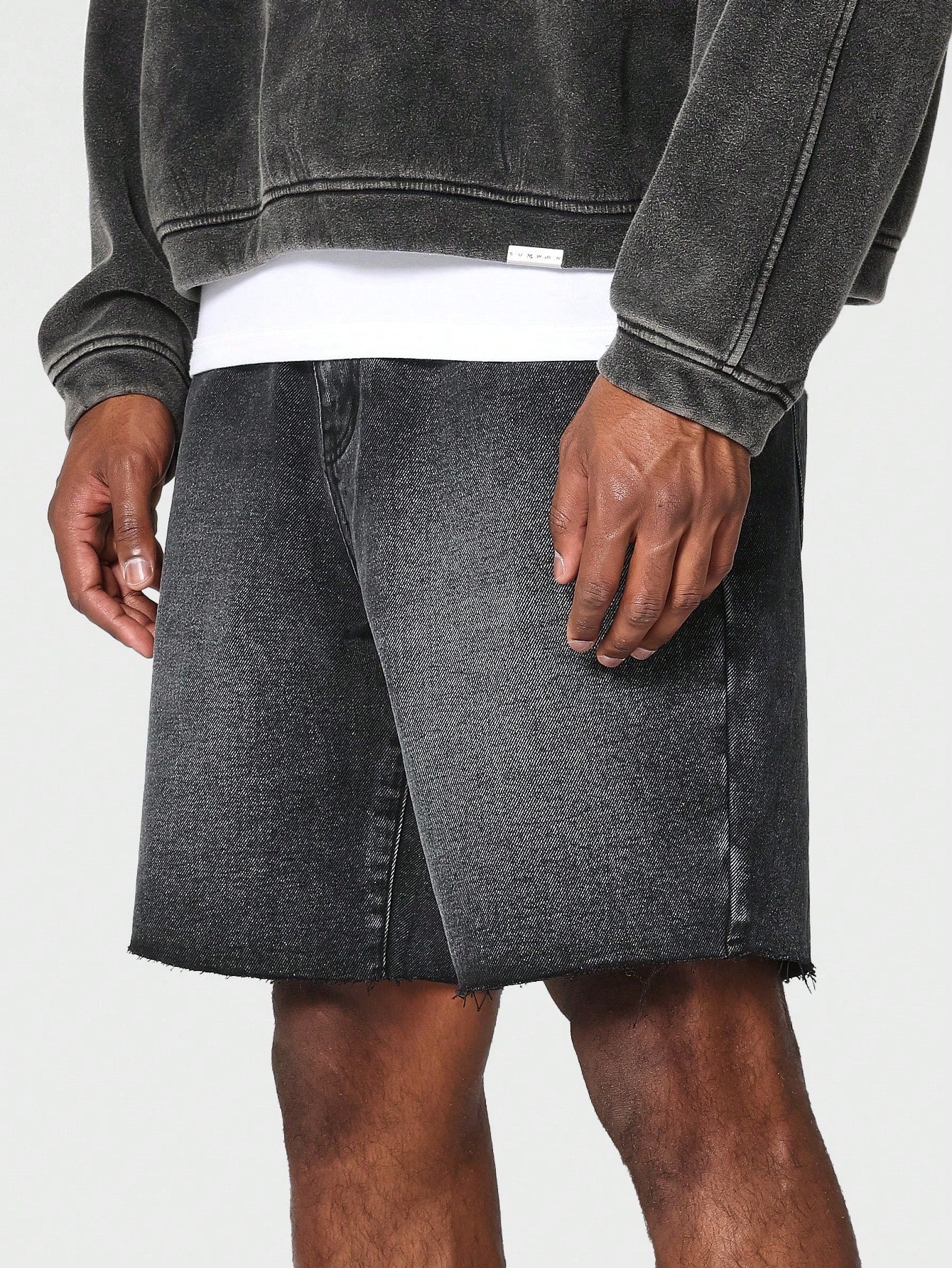 Denim Short With Raw Edge