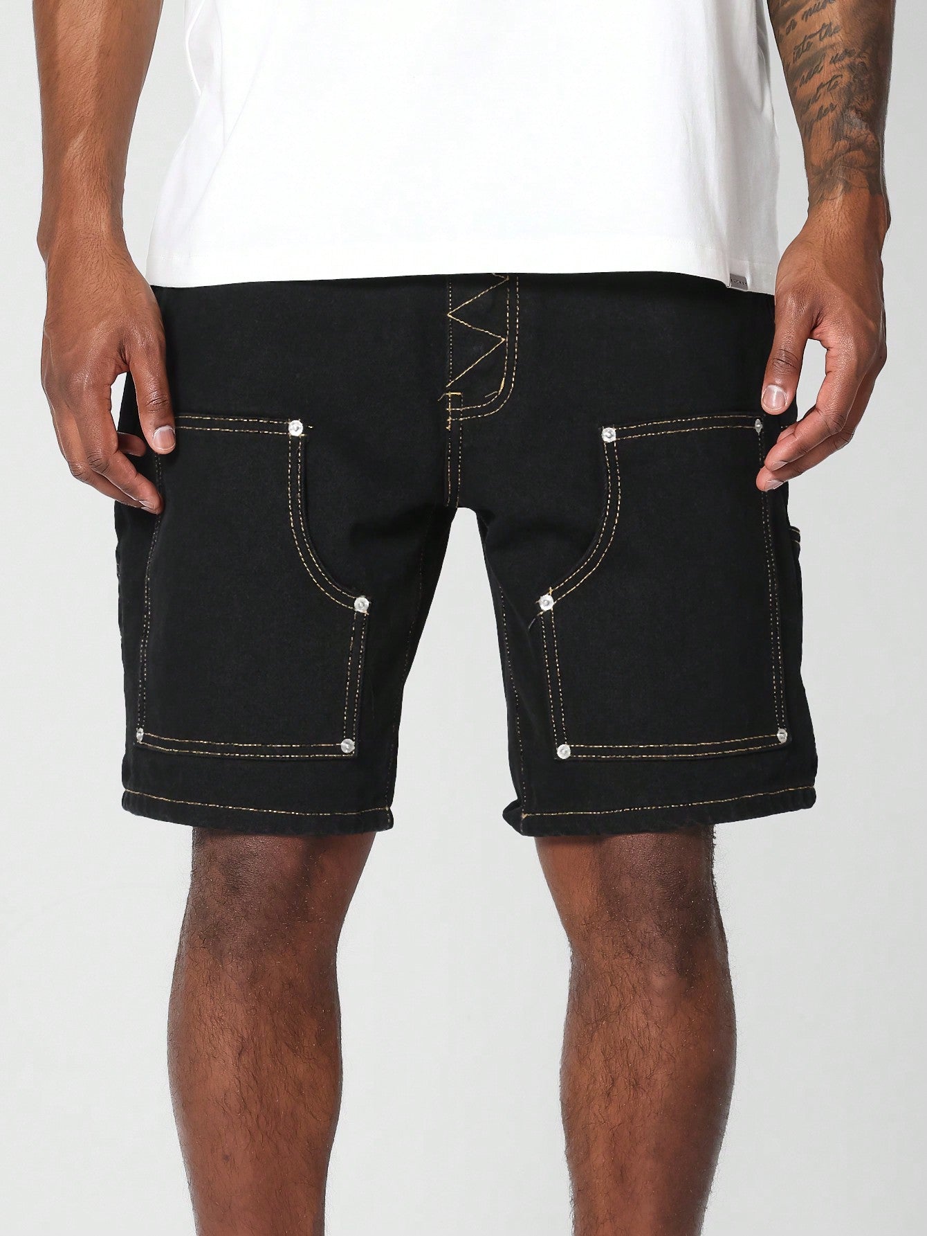 Denim Short With Contrast Stitching