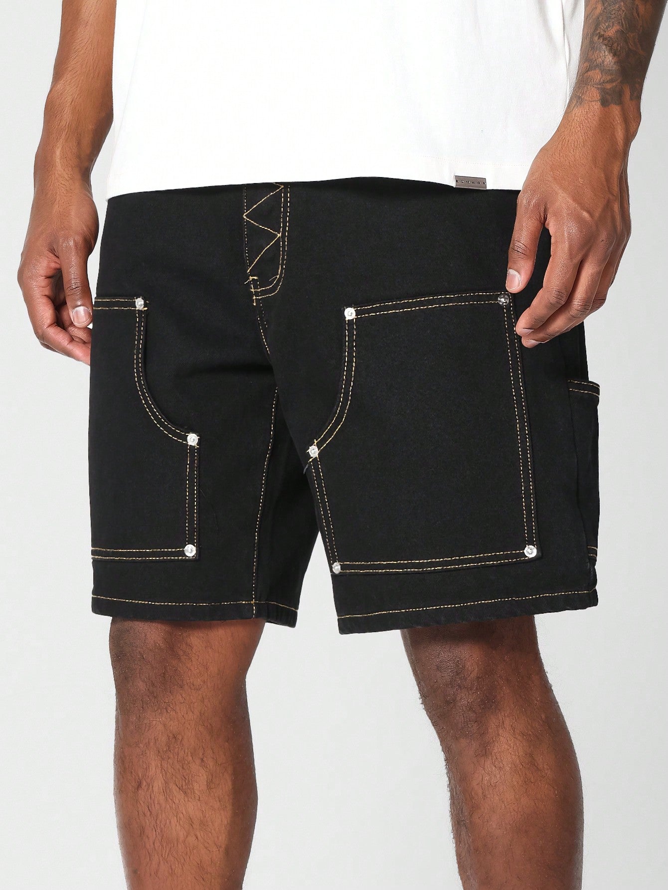 Denim Short With Contrast Stitching