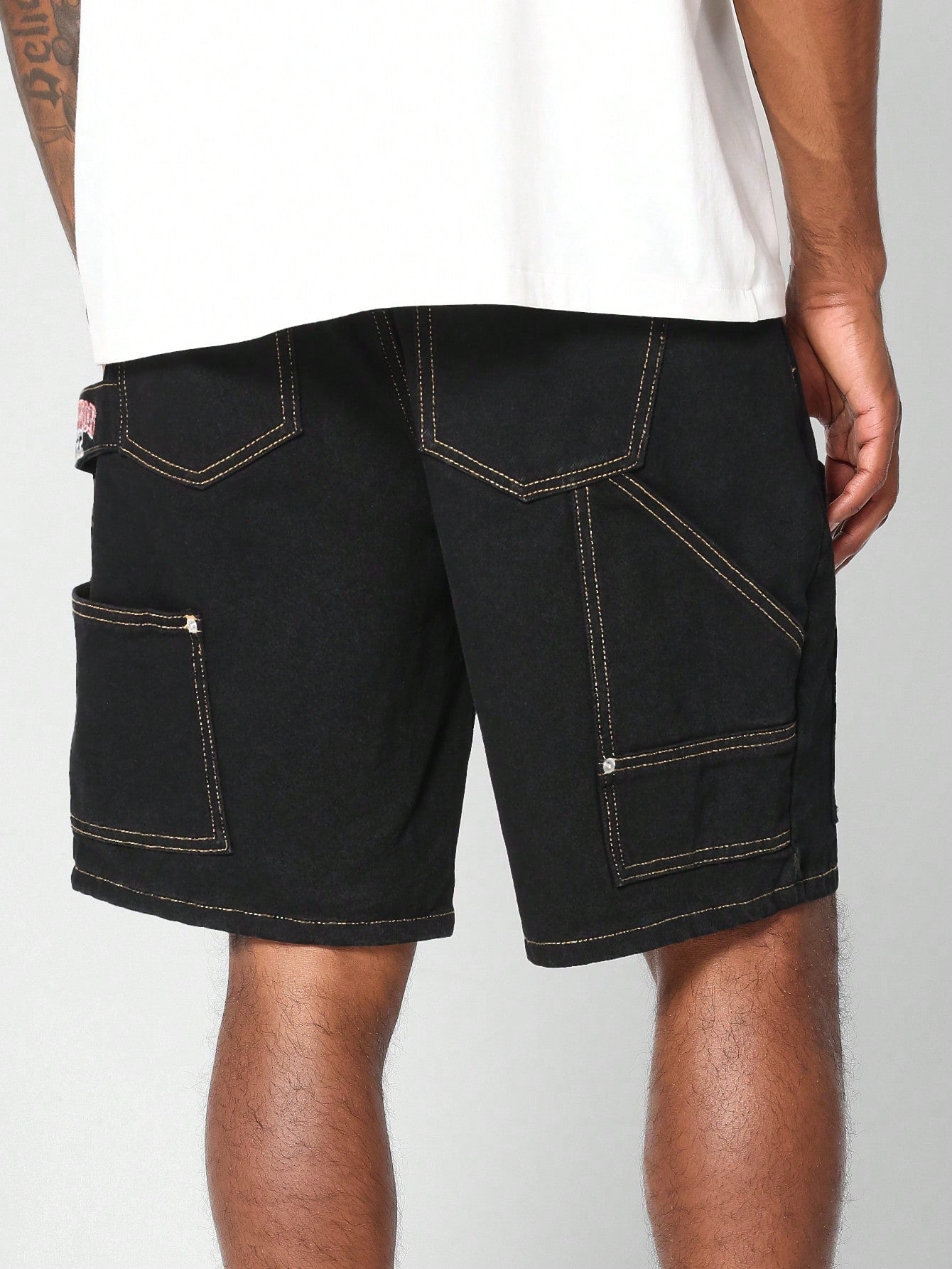 Denim Short With Contrast Stitching