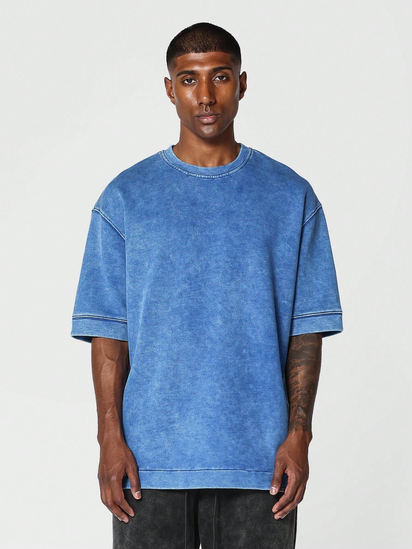 Oversized Fit Washed Tee With Number Graphic Print