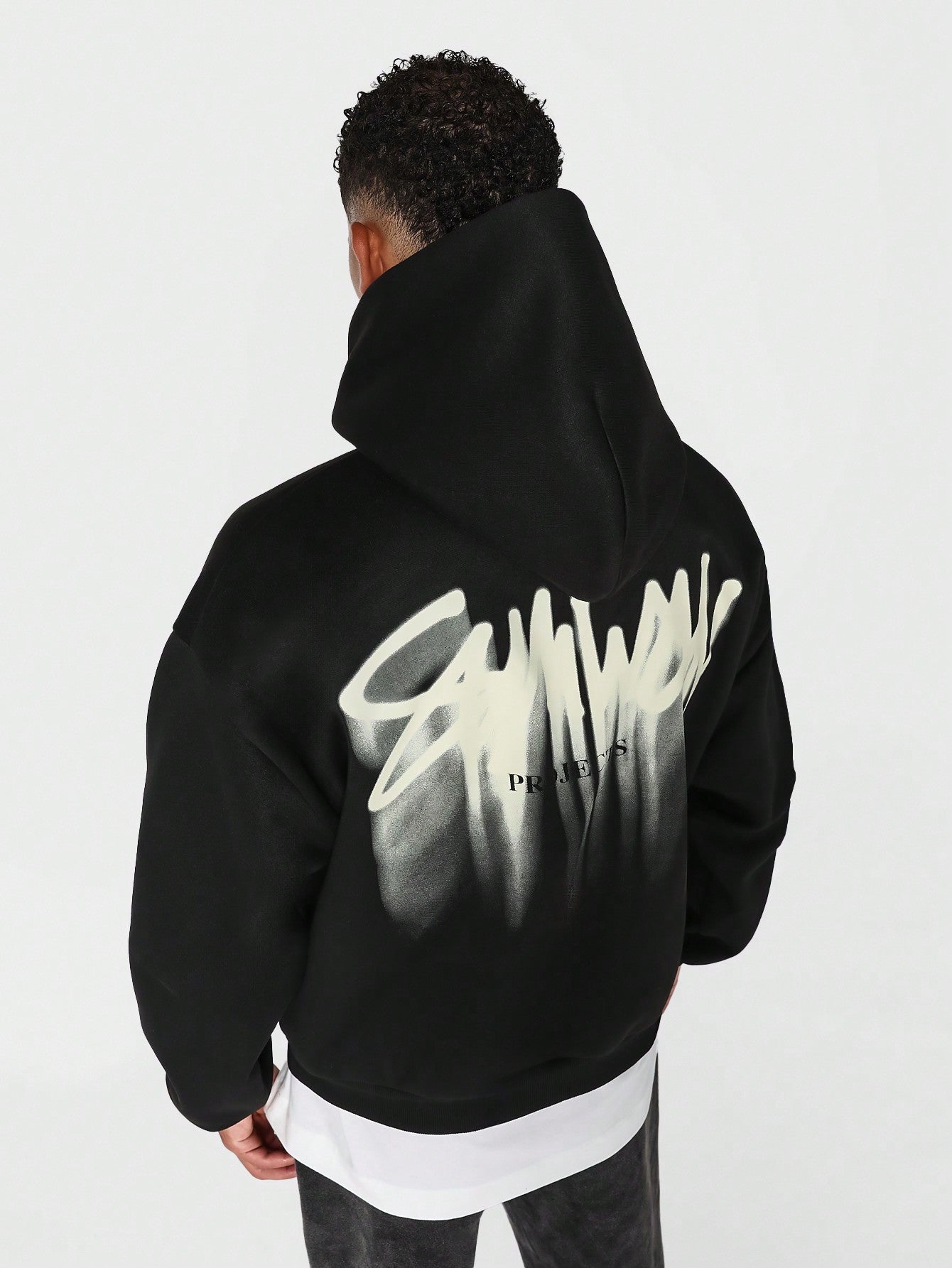 Overhead Hoodie With Back Graffiti Graphic Print