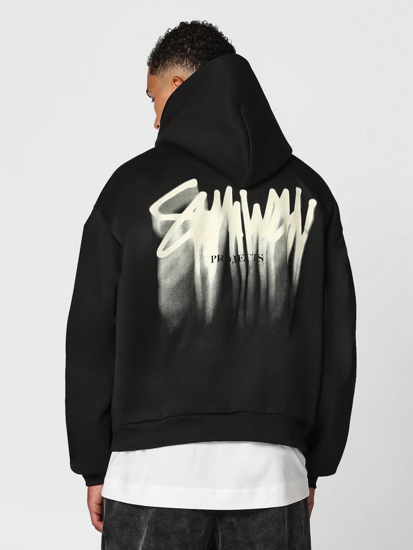 Overhead Hoodie With Back Graffiti Graphic Print