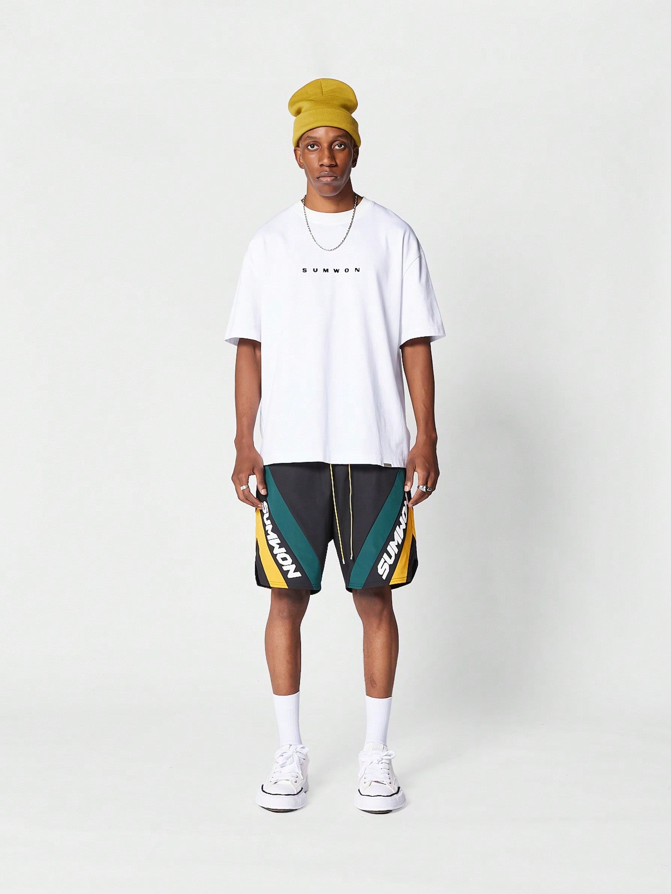 Colorblocked Nylon Shorts With Logo
