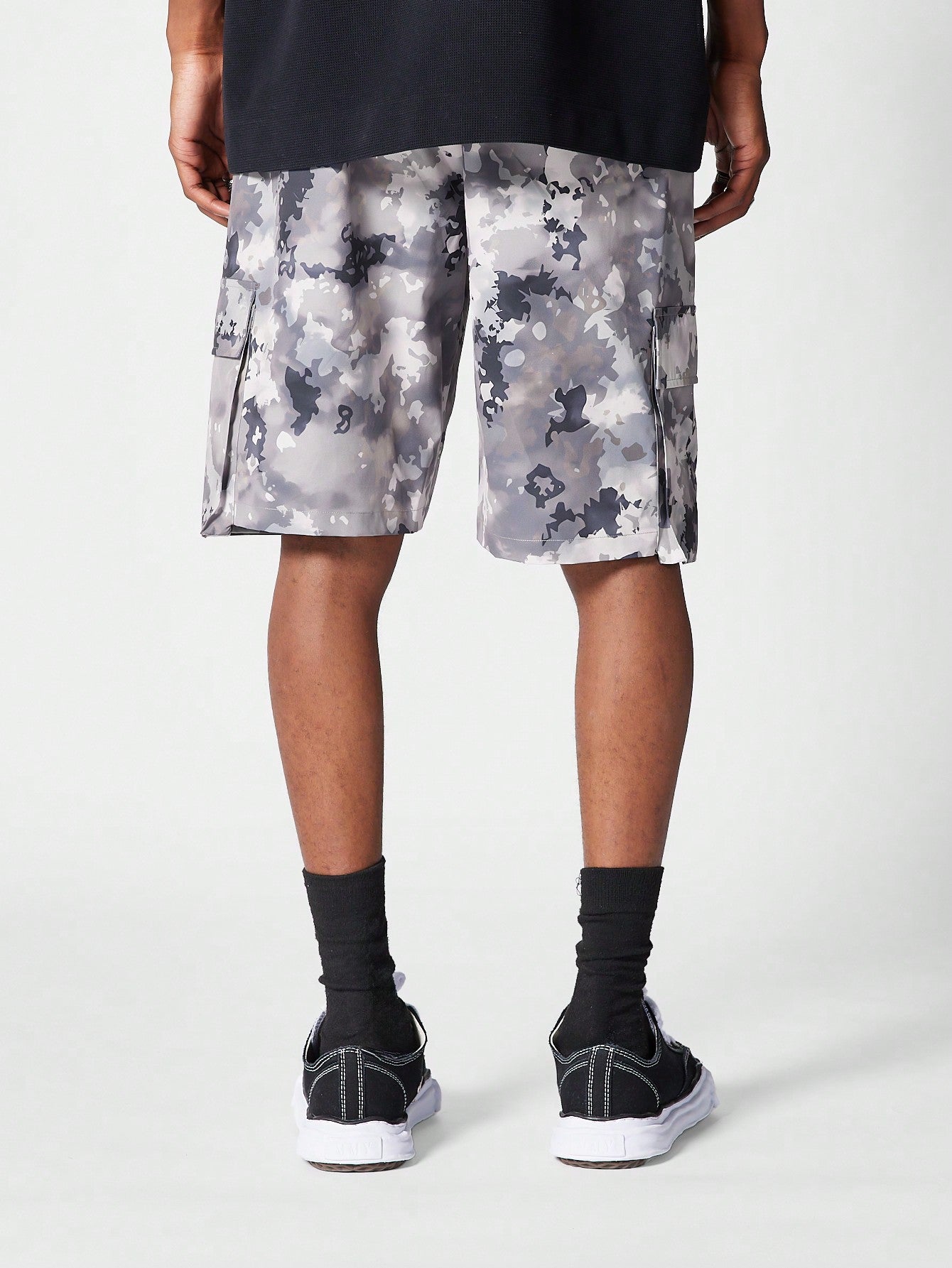 Nylon Cargo Short With All Over Print