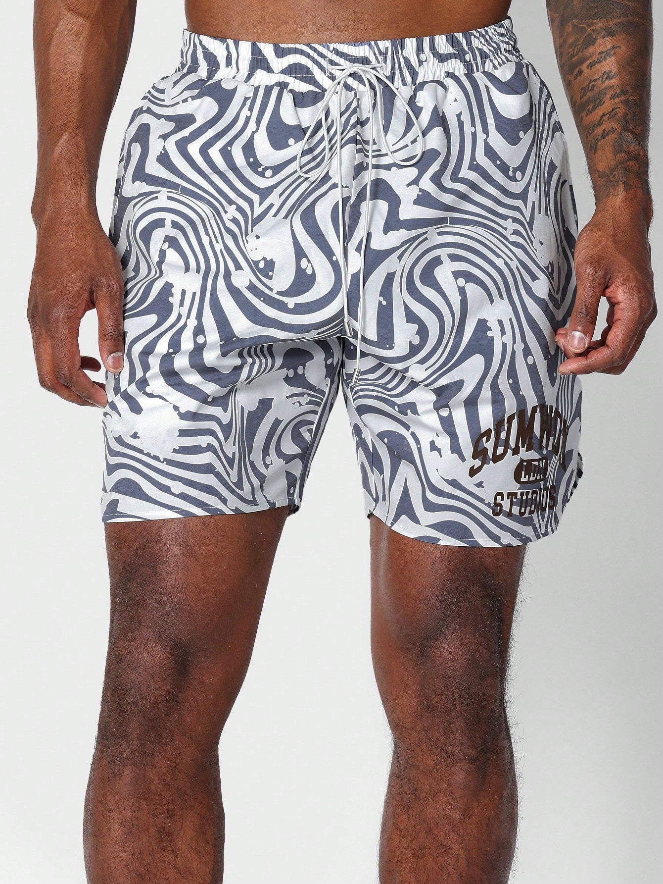 Nylon Short With All Over Print