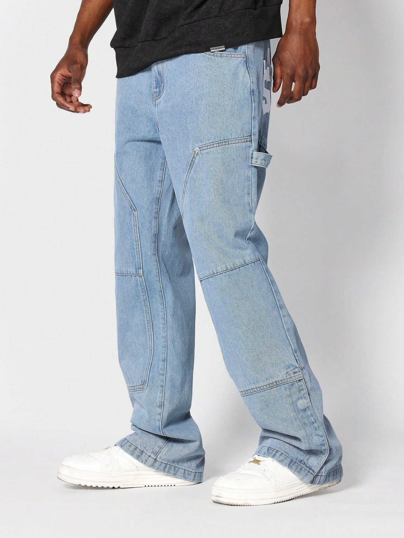 Loose Fit Baggy Carpenter Jeans With Back Graphic