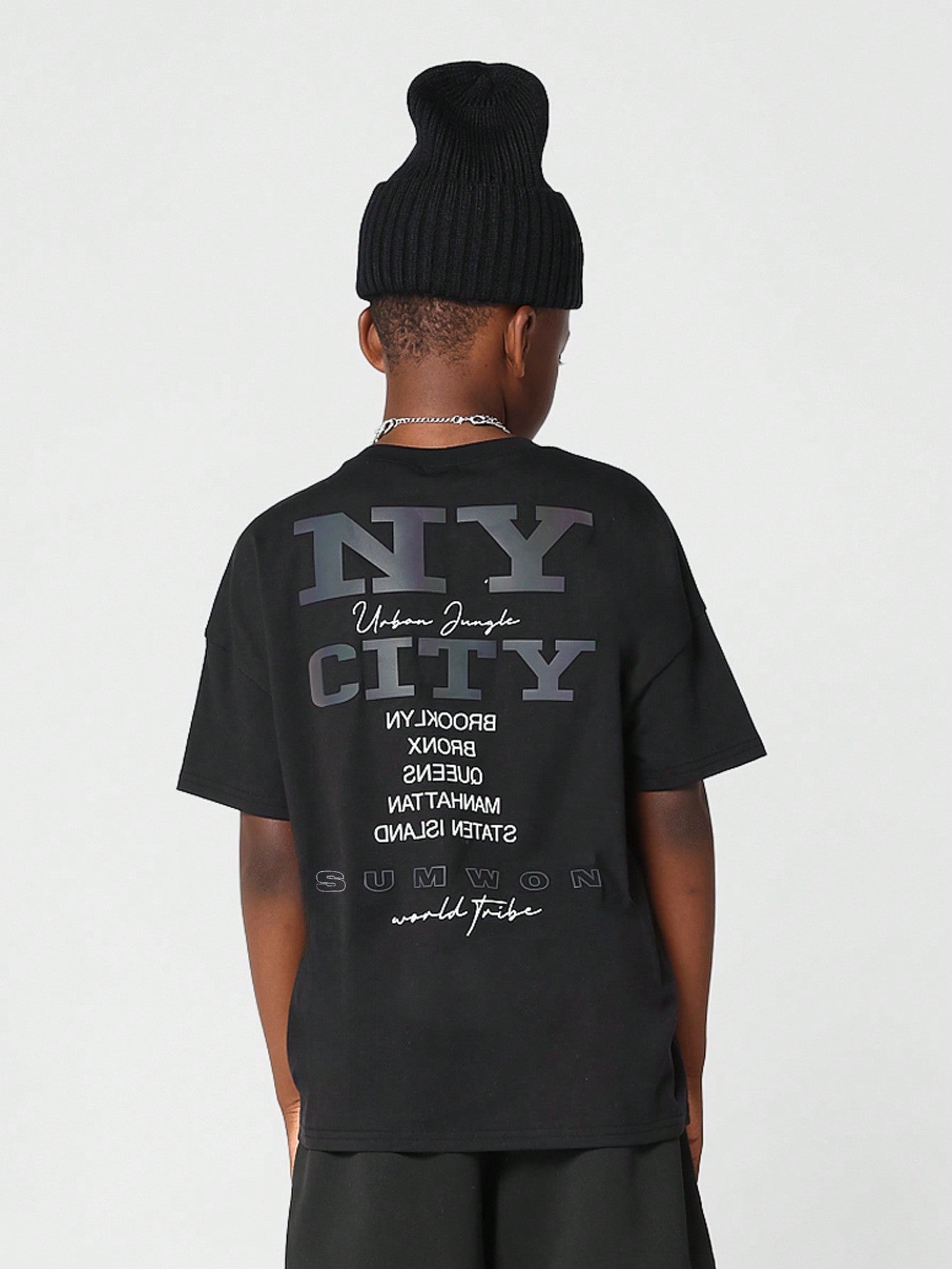 Kids Unisex Tee With Reflective NY Print Back To School
