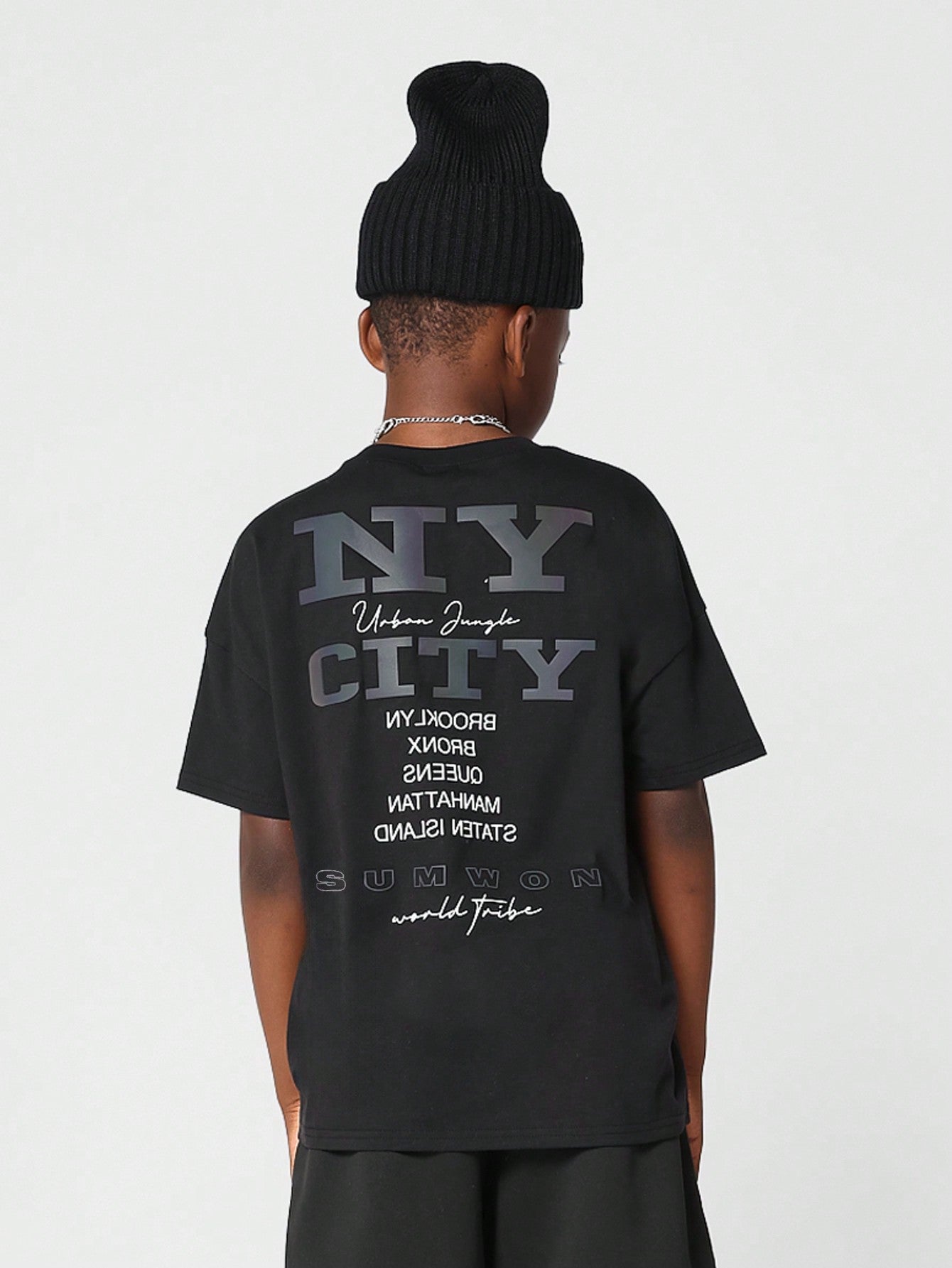 Kids Unisex Tee With Reflective NY Print