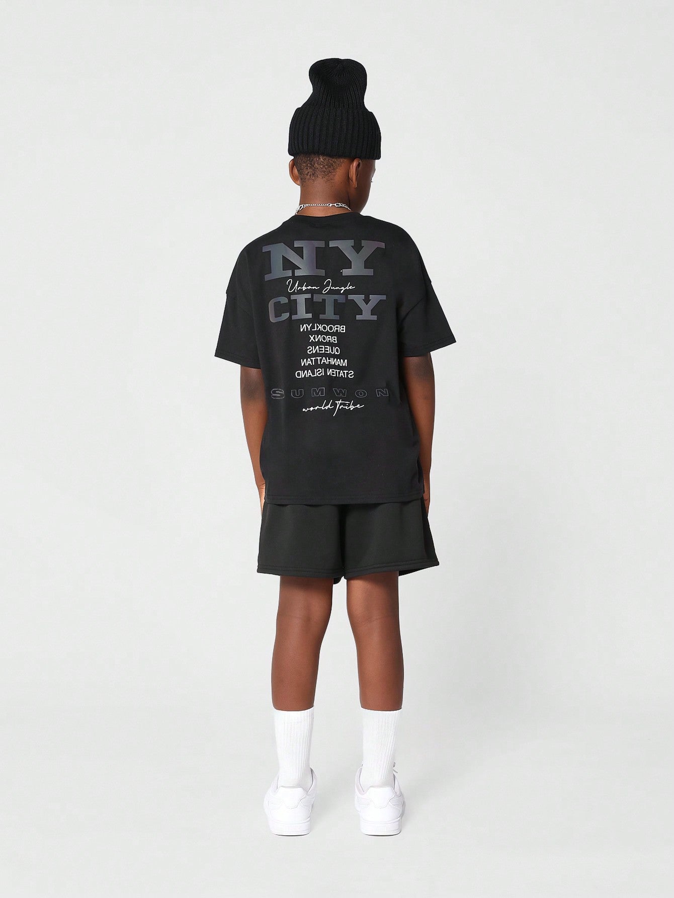 Kids Unisex Tee With Reflective NY Print