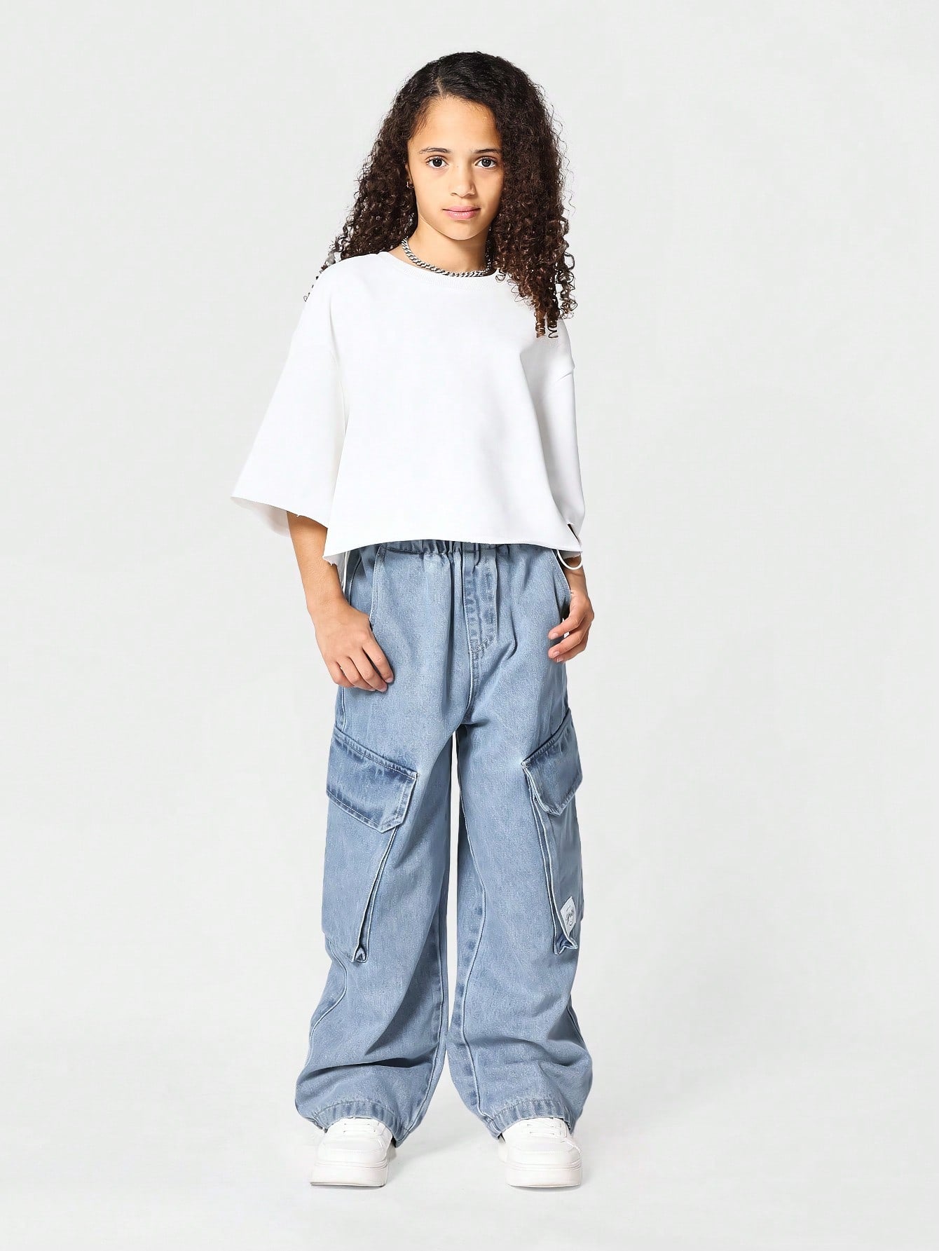 Kids Unisex Pull On Cargo Baggy Fit Jean