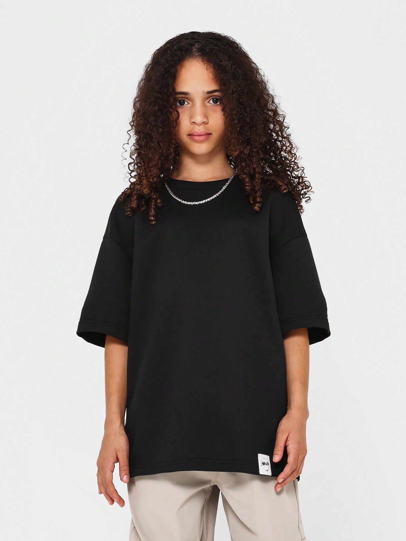 Tween Girl Drop Shoulder Loose Fit Essential Tee