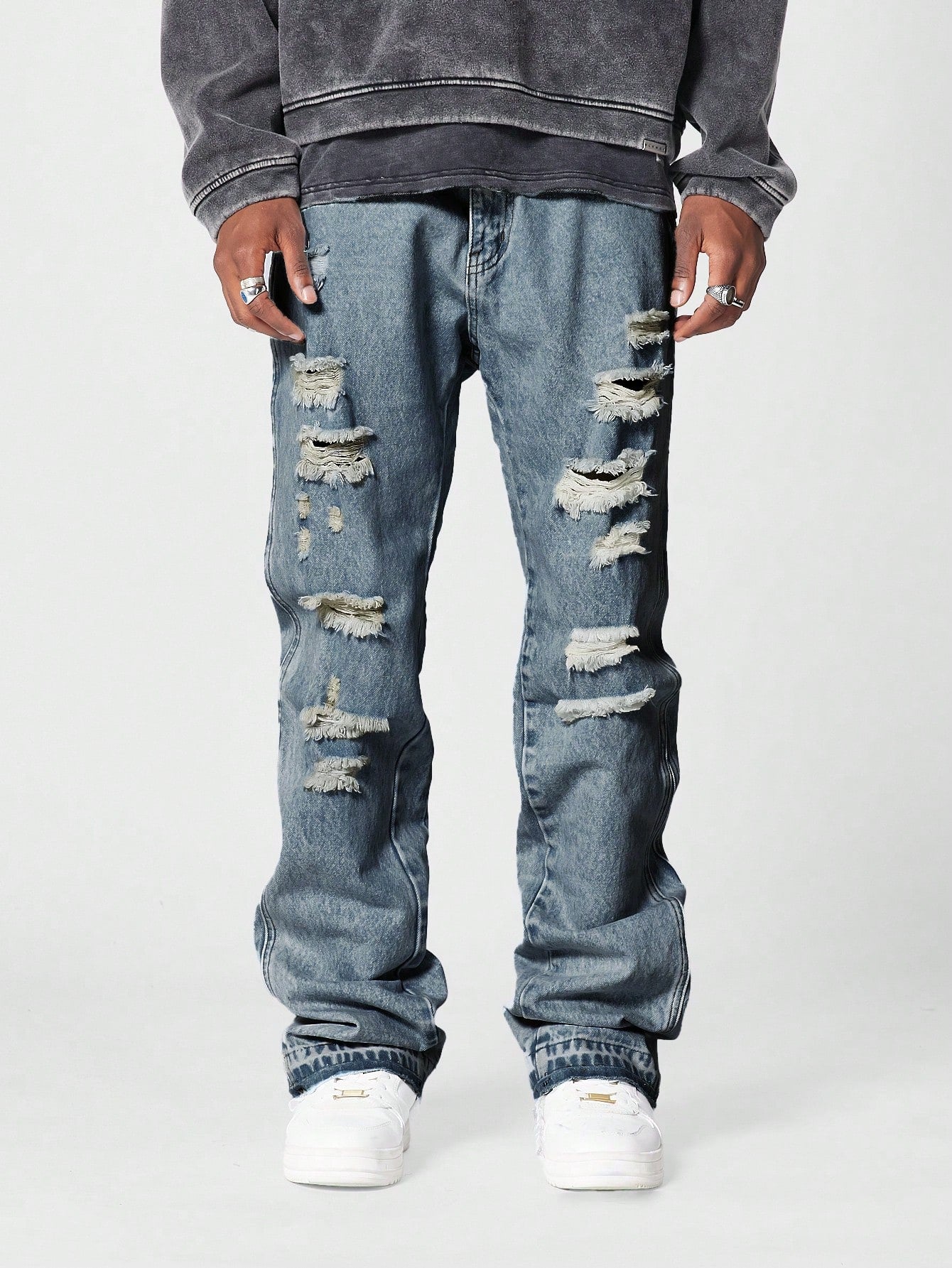 Flare Fit Distressed Jean