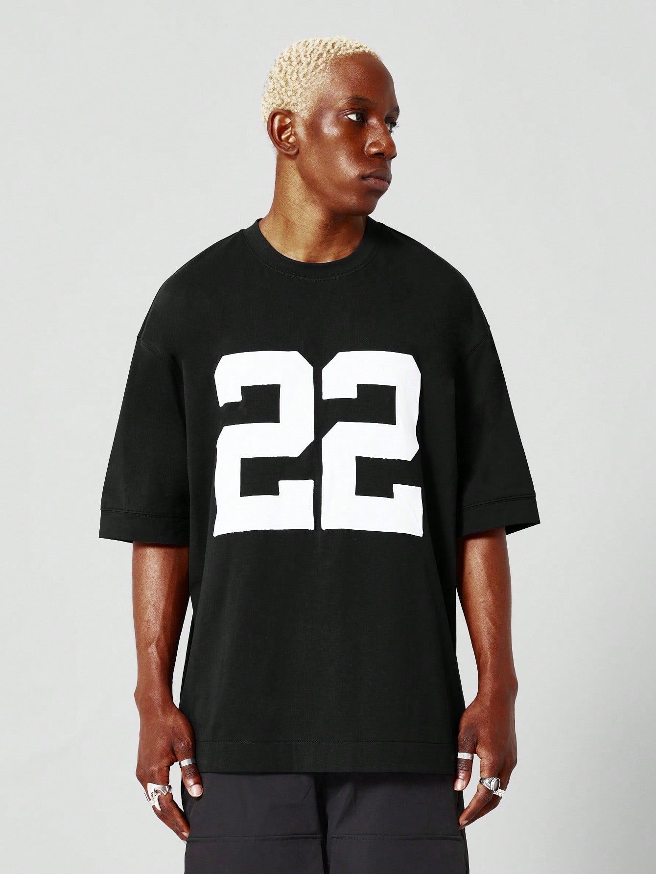 Oversized Fit Tee With Number Graphic Print