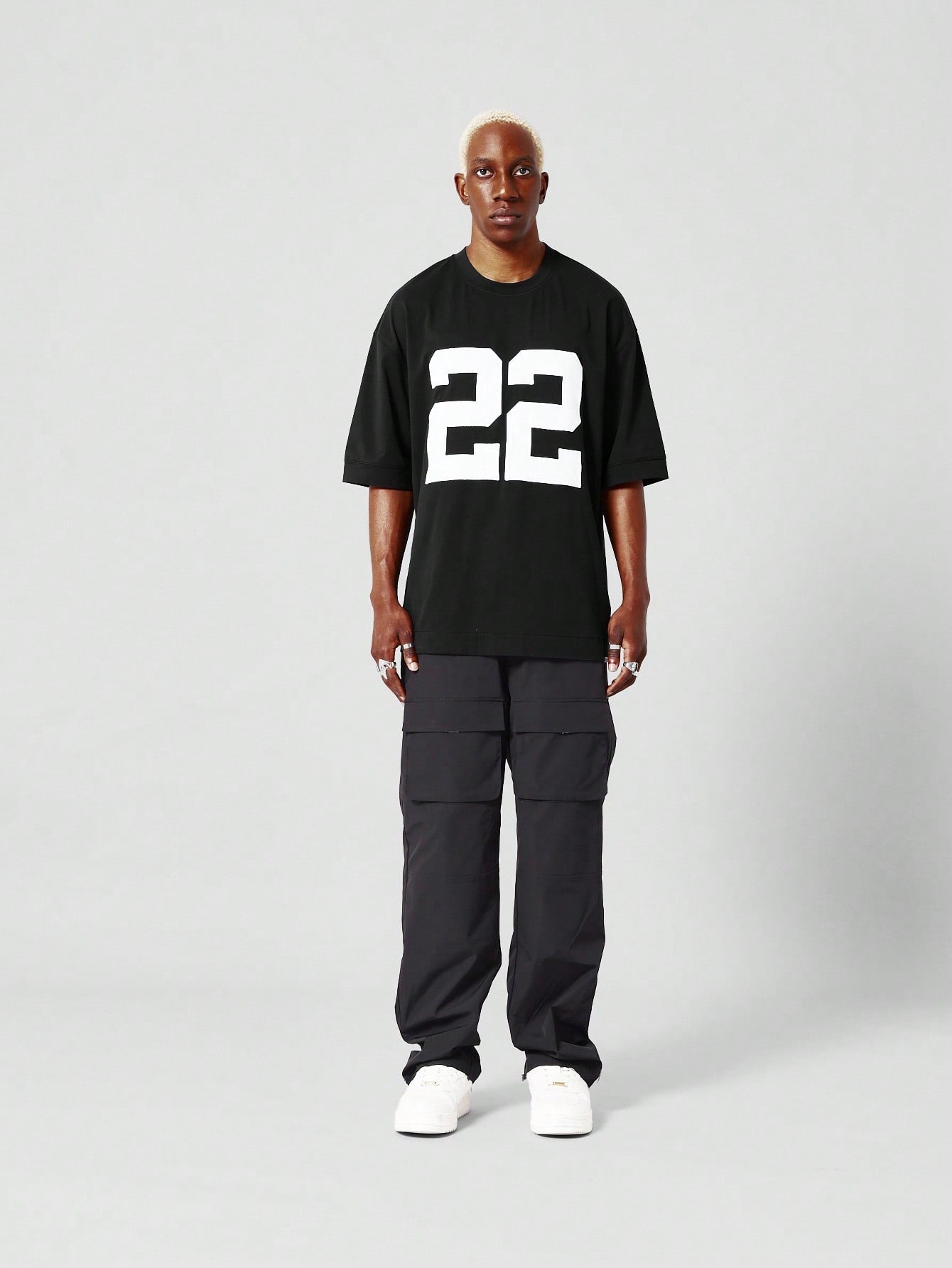 Oversized Fit Tee With Number Graphic Print