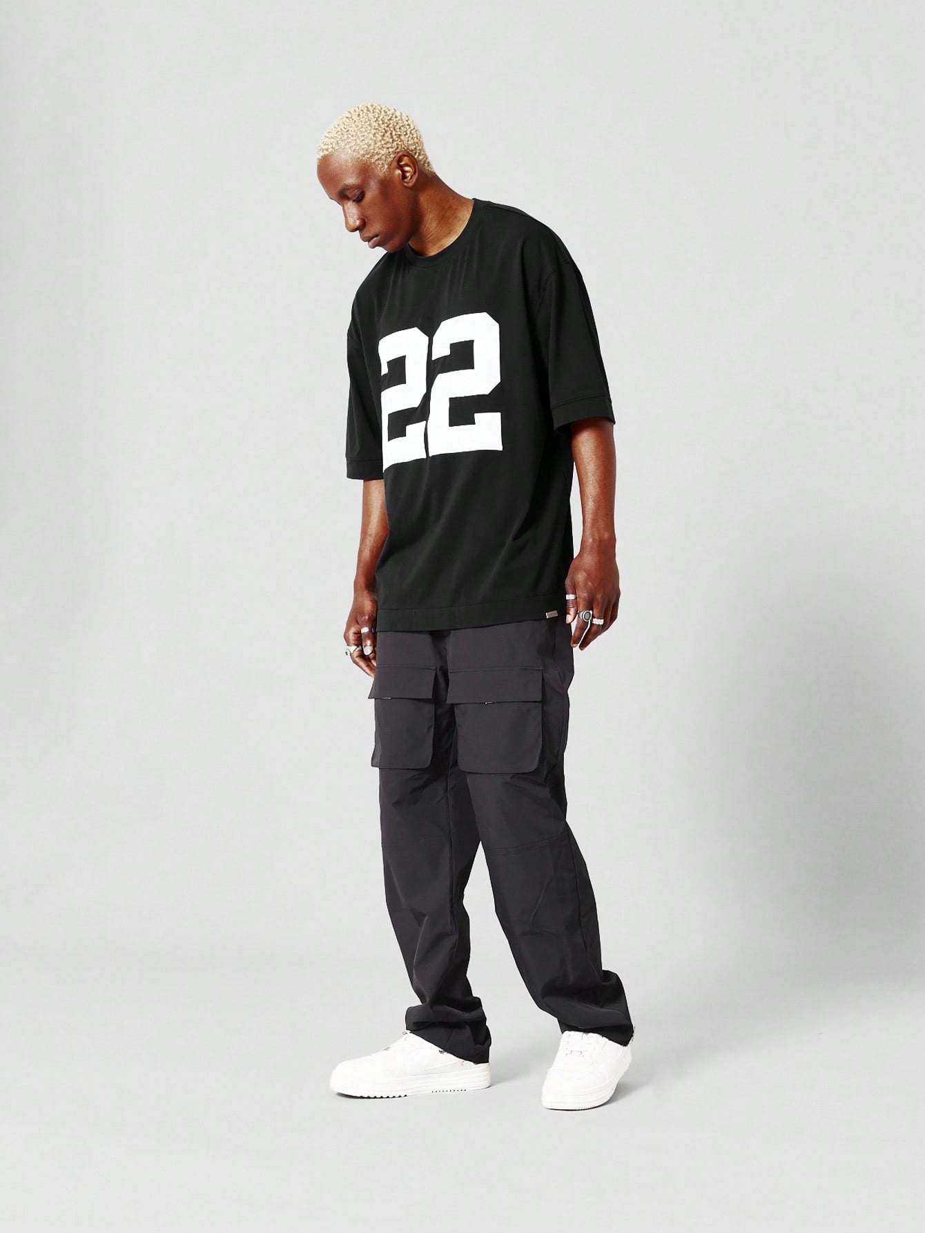 Oversized Fit Tee With Number Graphic Print