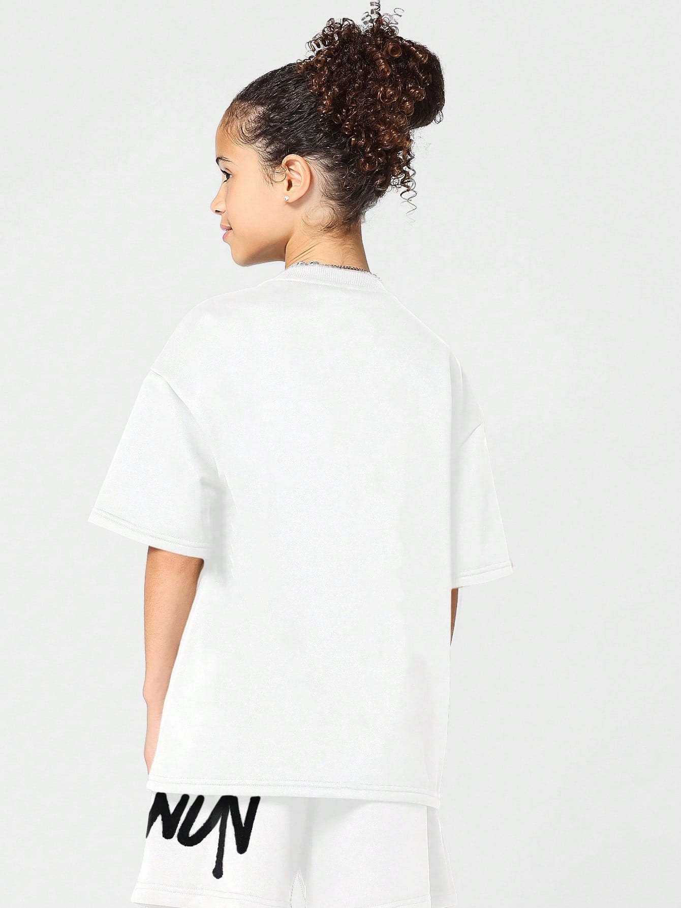 Tween Girl Letter Graphic Drop Shoulder Oversized Tee