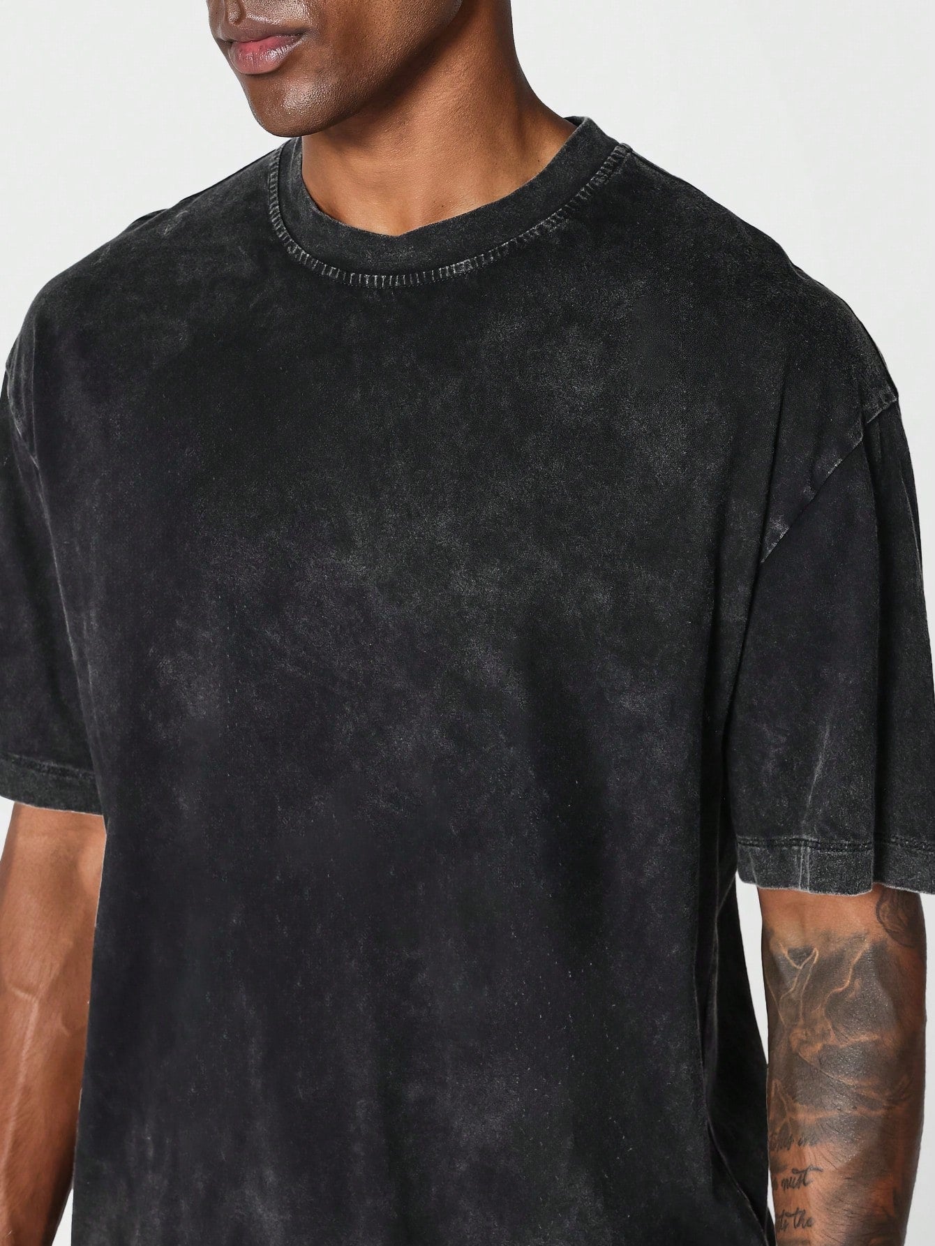 Regular Fit Shot Sleeve Washed Tee With Embroidery Print