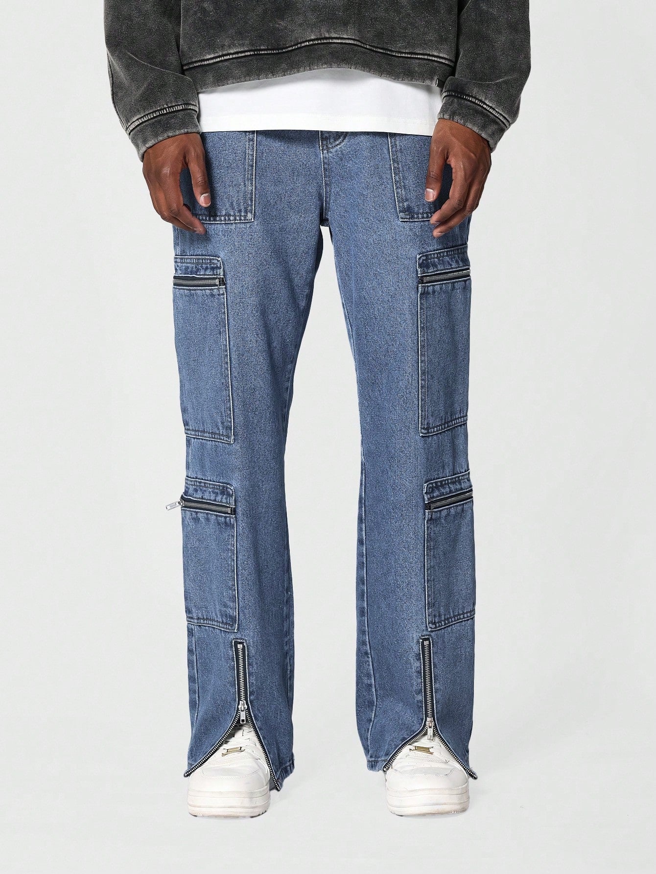 Loose Fit Carpenter Jean With Split Hem And Pockets