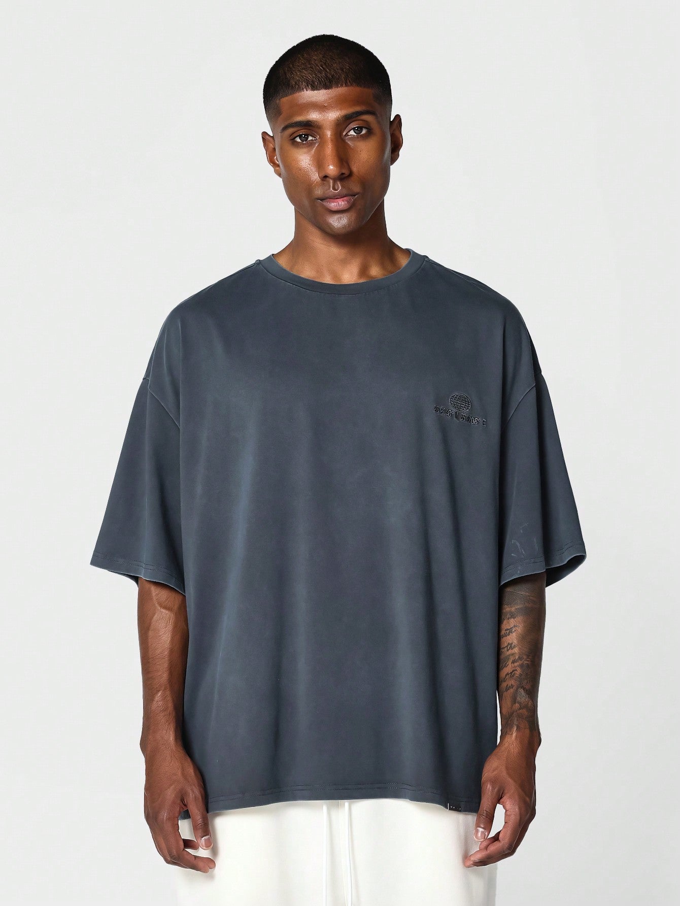 Oversized Fit Washed Tee With Embroidery