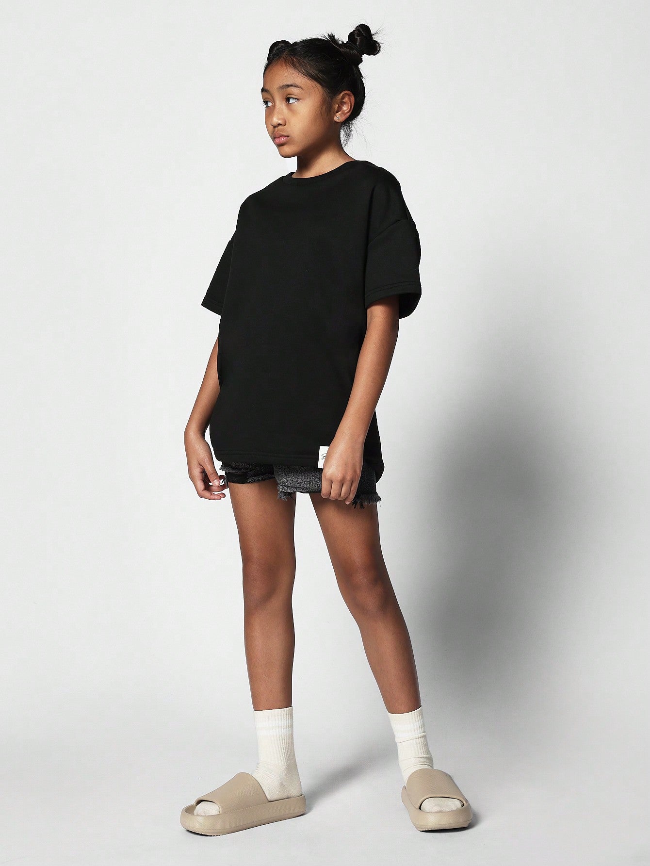 Kids Oversized Fit Tee With Collar Print