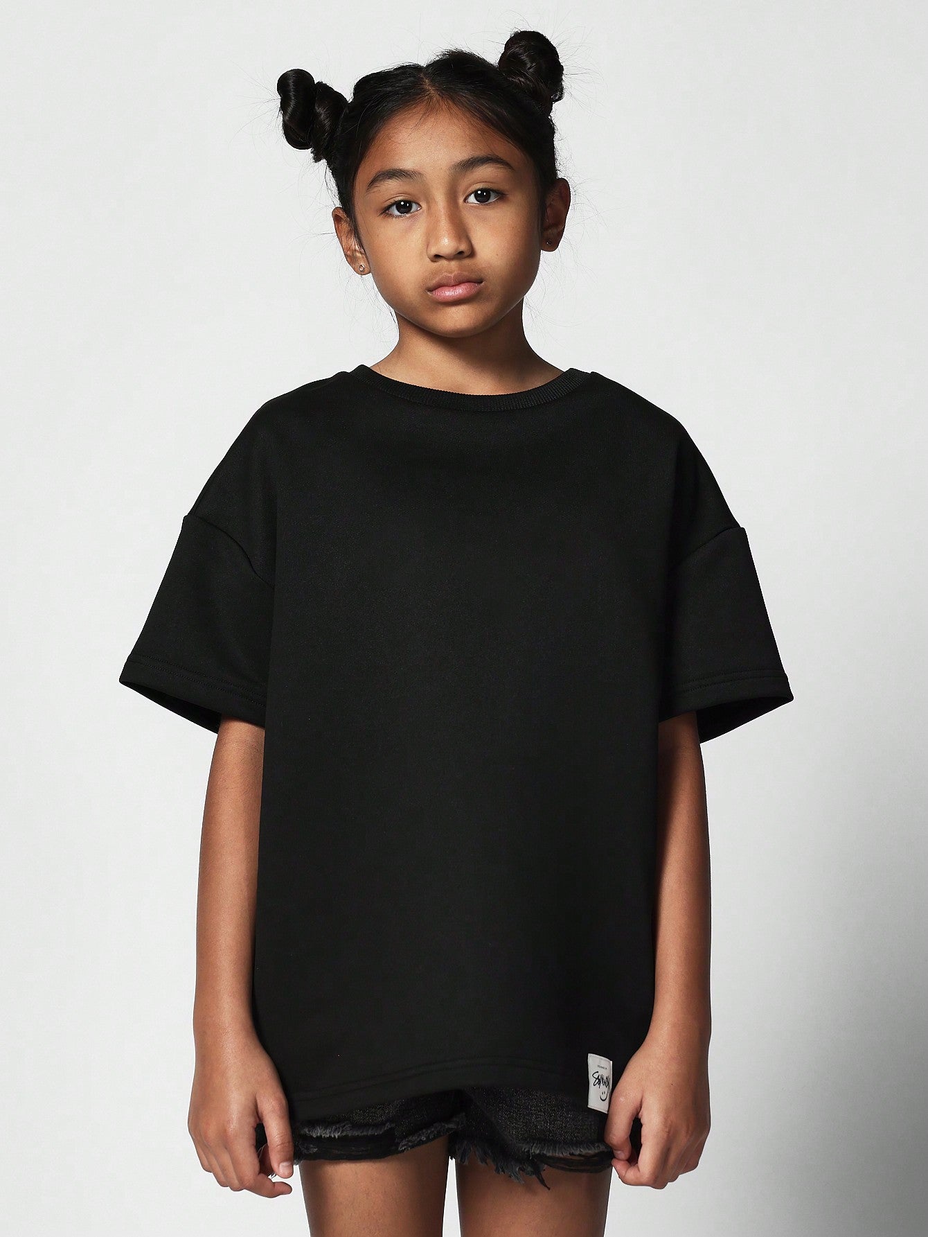 Kids Oversized Fit Tee With Collar Print