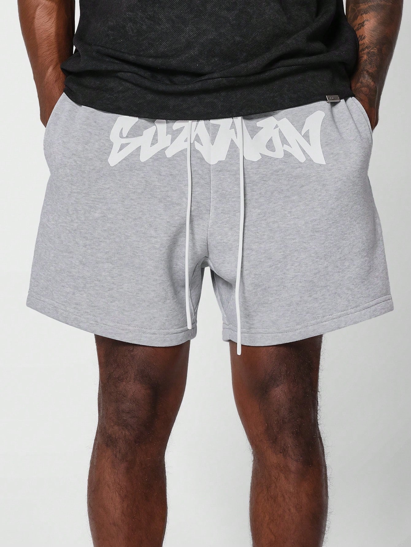 Drop Crotch Short With Front Graphic