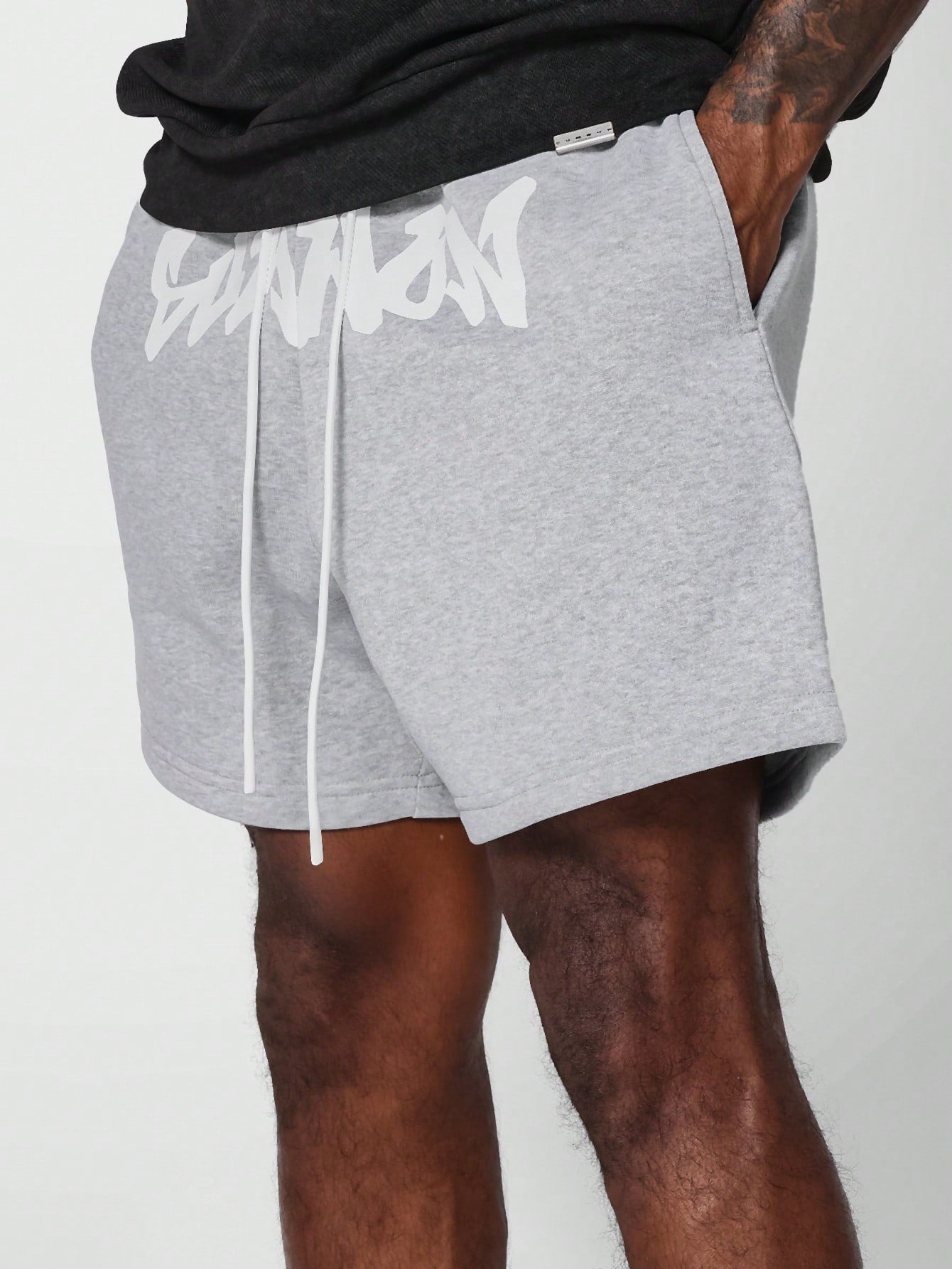 Drop Crotch Short With Front Graphic