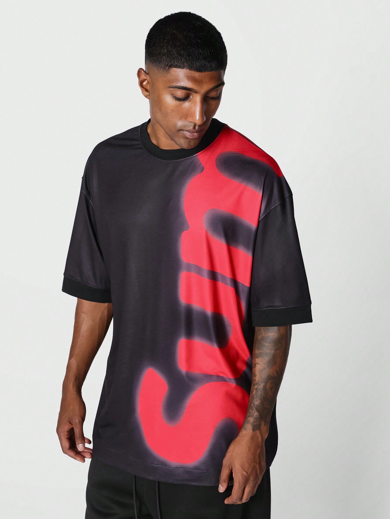 Oversized Fit Tee With Front And Back Graphic Print