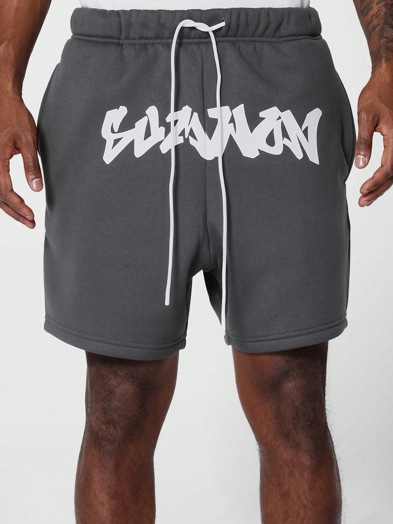 Drop Crotch Short With Front Graphic