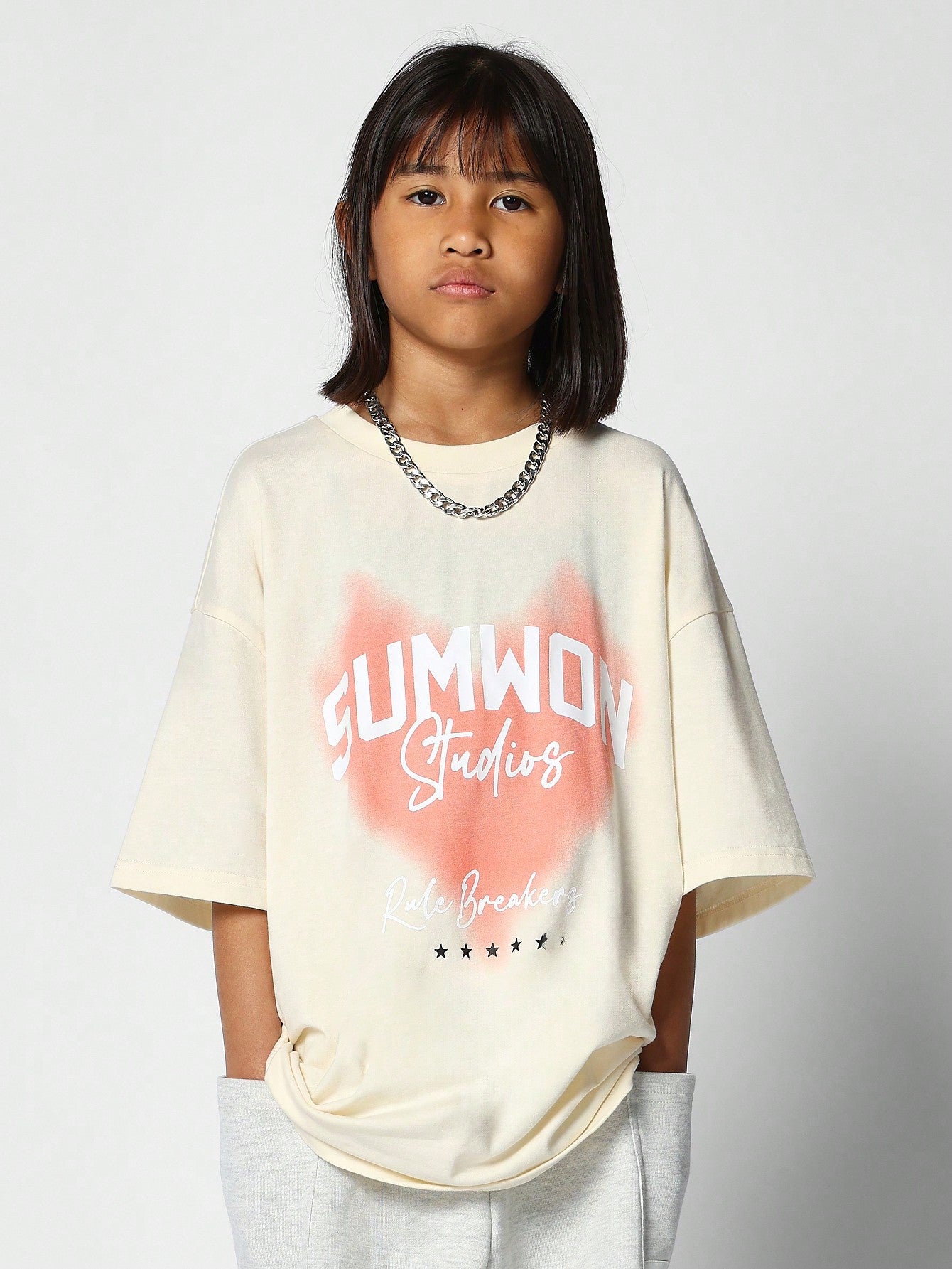 Kids Unisex Oversized Fit Tee With Front Print