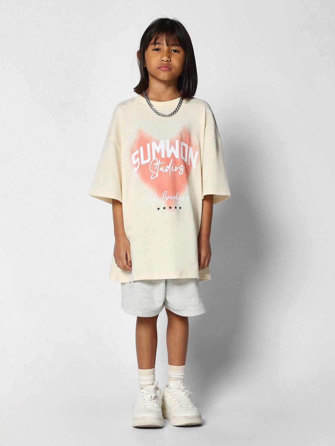 Kids Unisex Oversized Fit Tee With Front Print