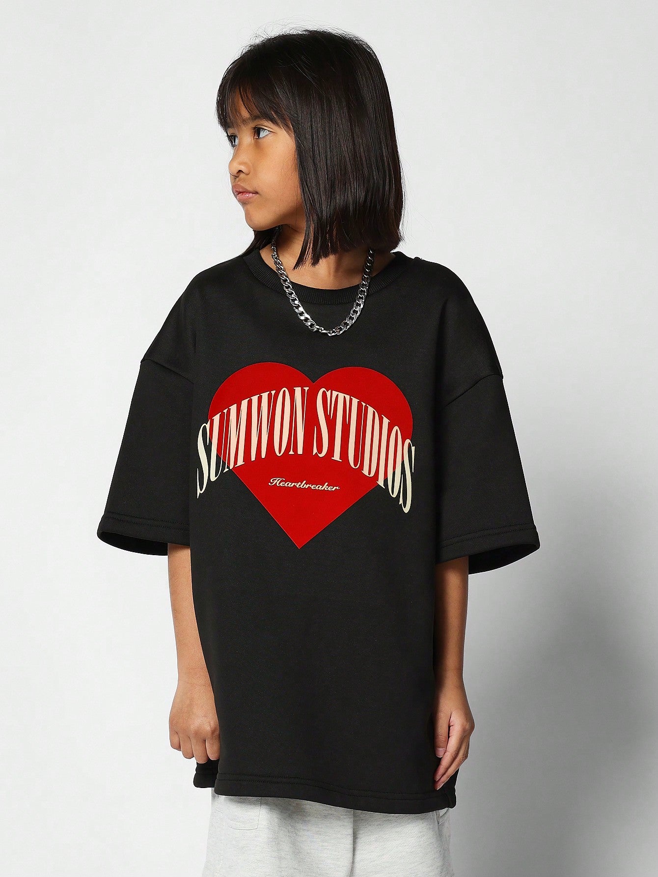 Kids Unisex Oversized Fit Tee With Front Print Back To School