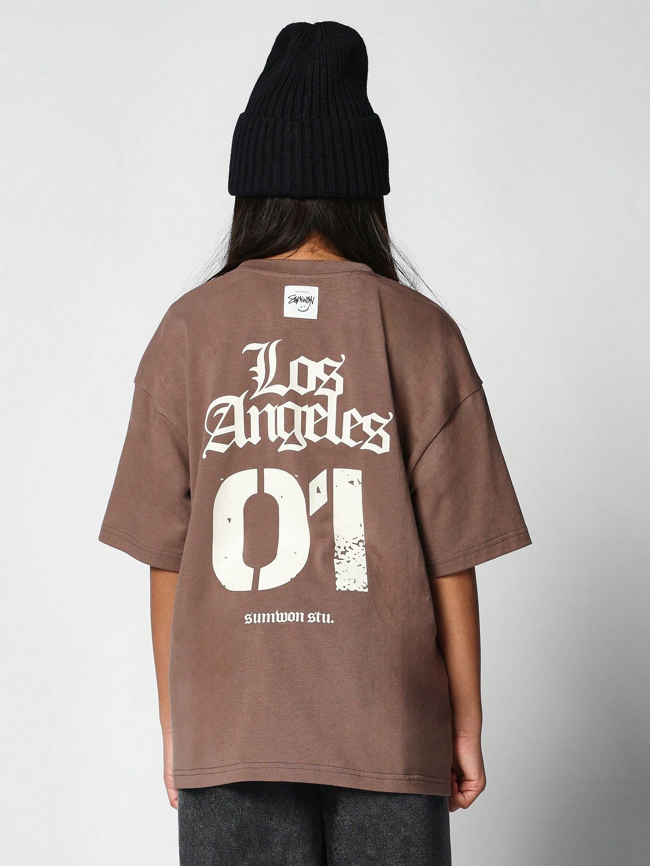 Tween Girl Oversized Fit Tee With Letter And Number Print