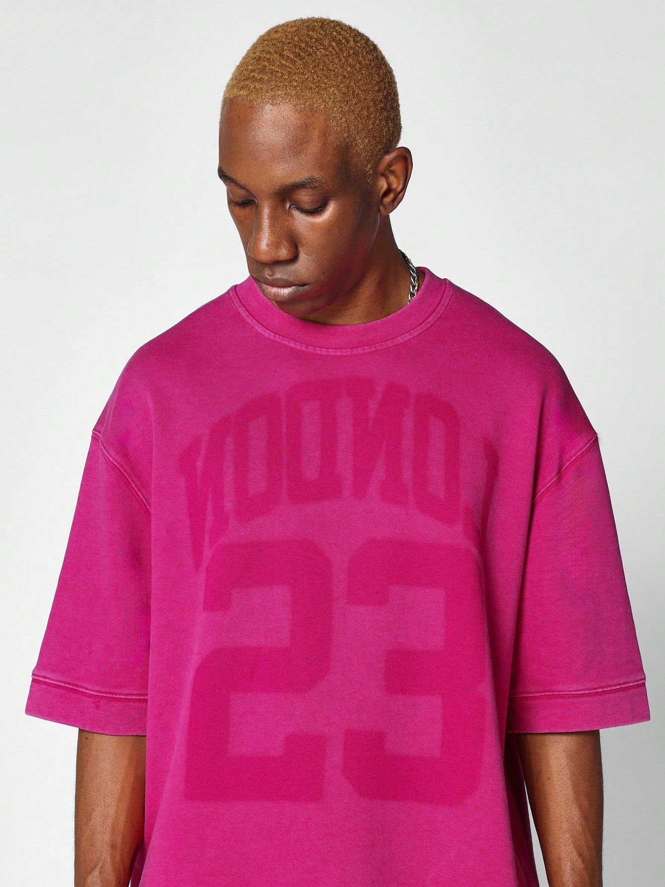 Heavyweight Oversized Washed Tee With Number Graphic Print