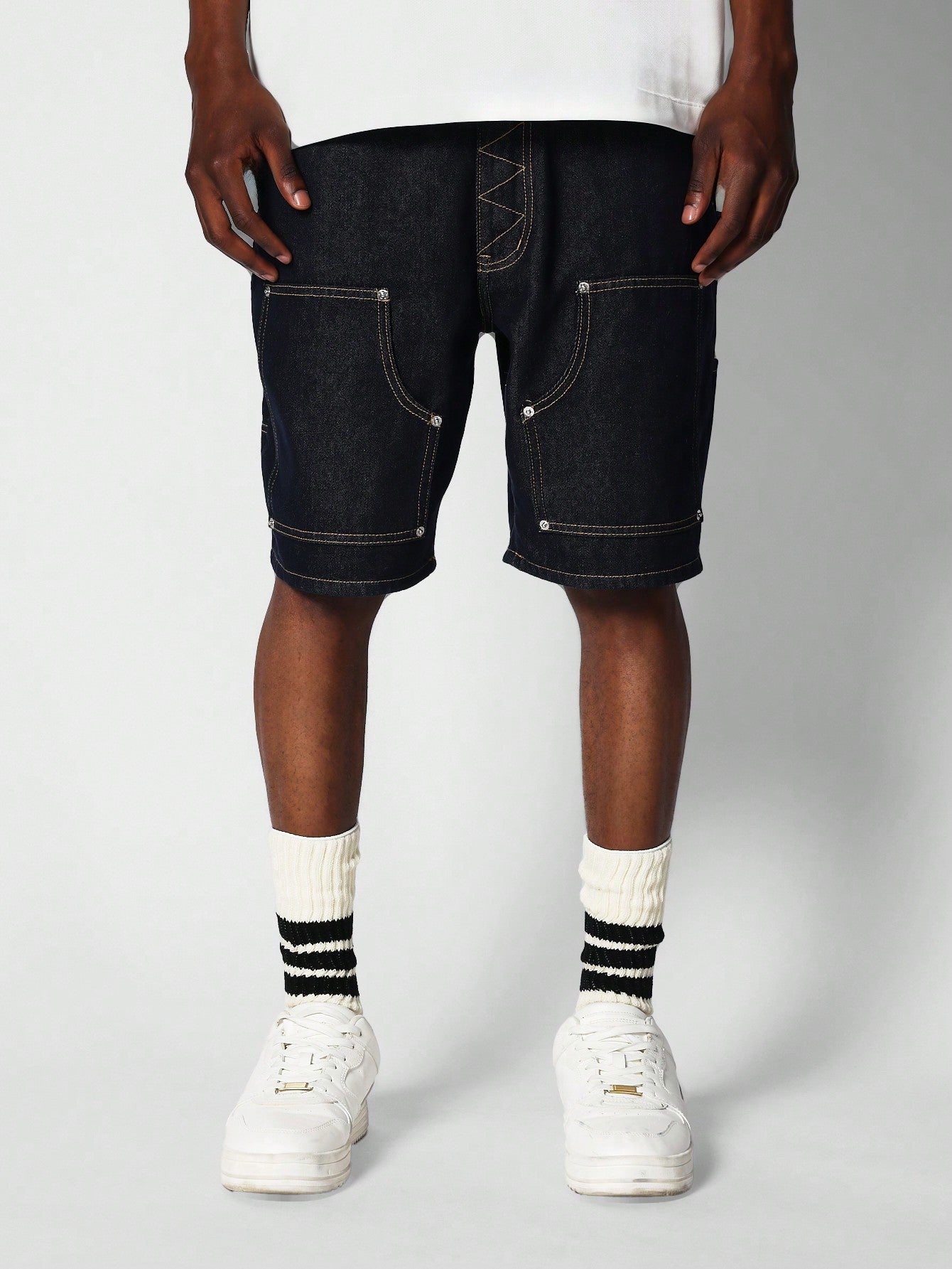 Denim Short With Contrast Stitching