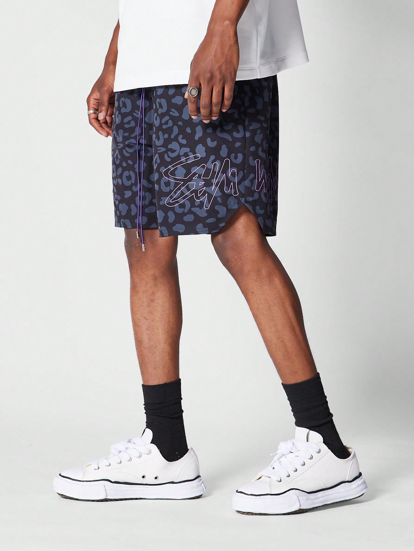 Nylon Short With All Over Print