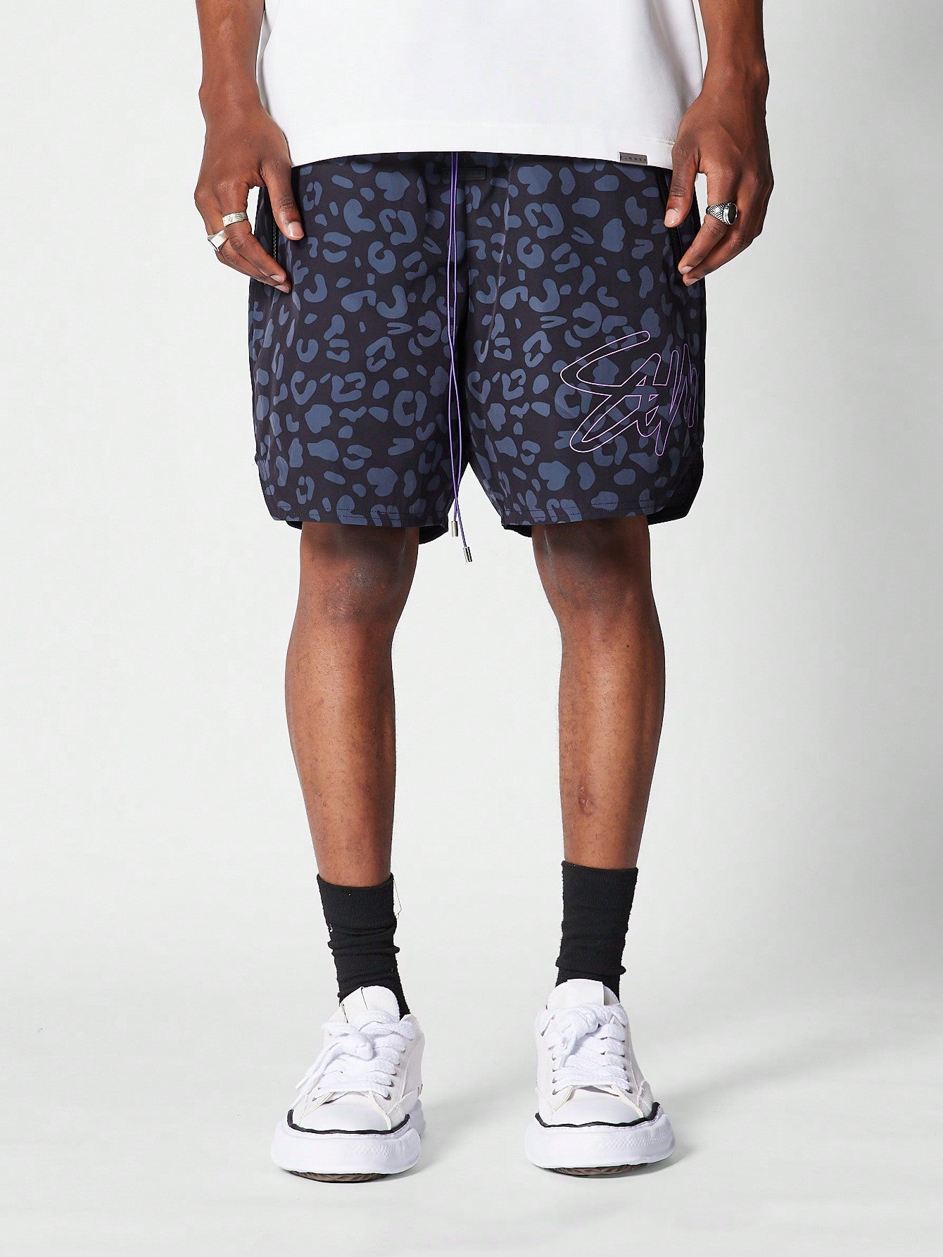 Nylon Short With All Over Print