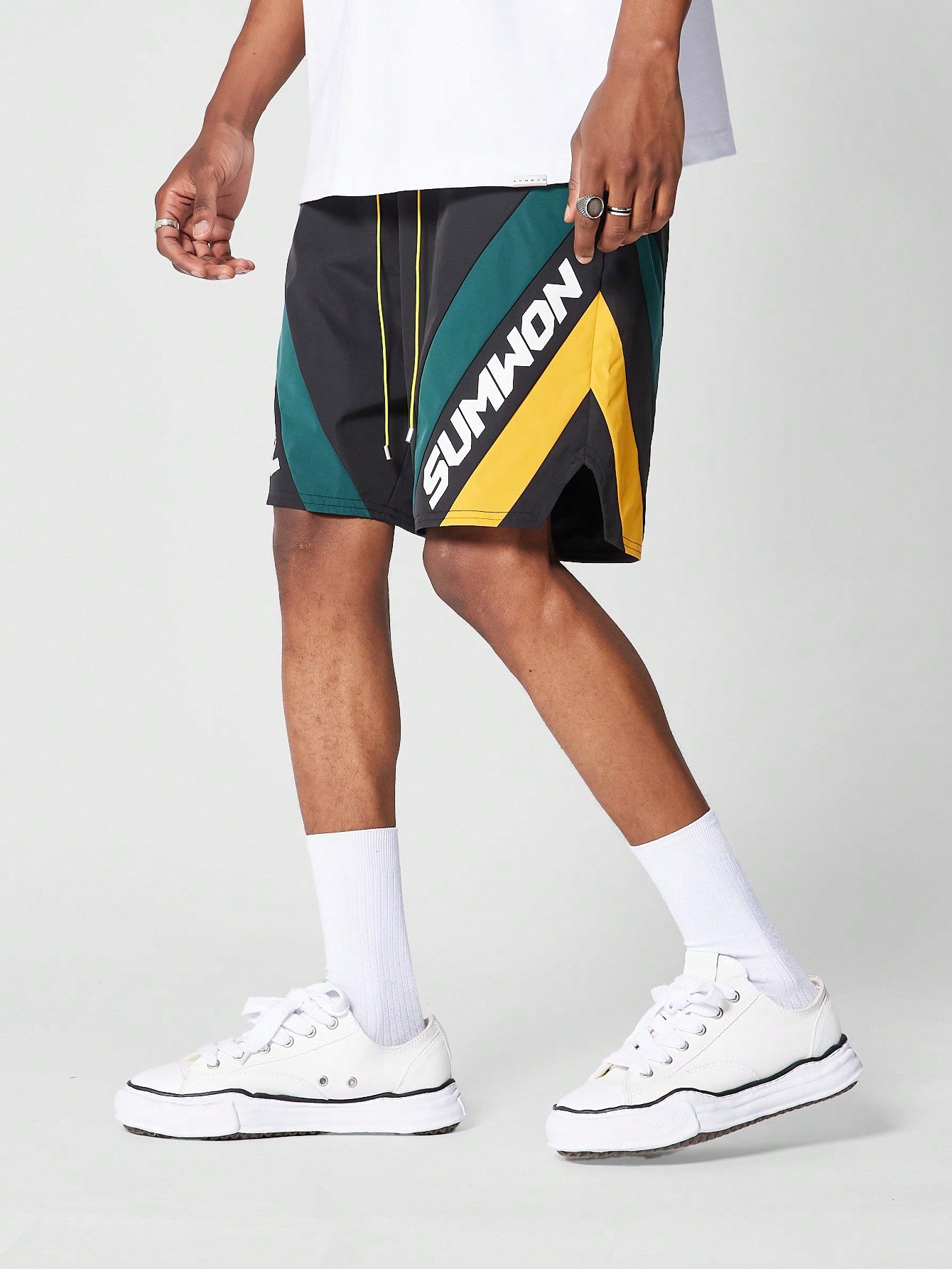 Colorblocked Nylon Shorts With Logo
