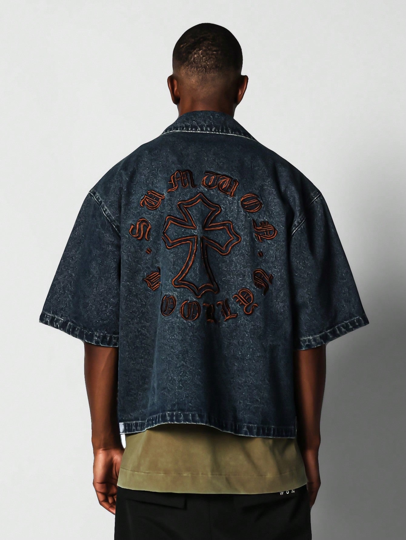 Denim Shirt With Back Embroidery