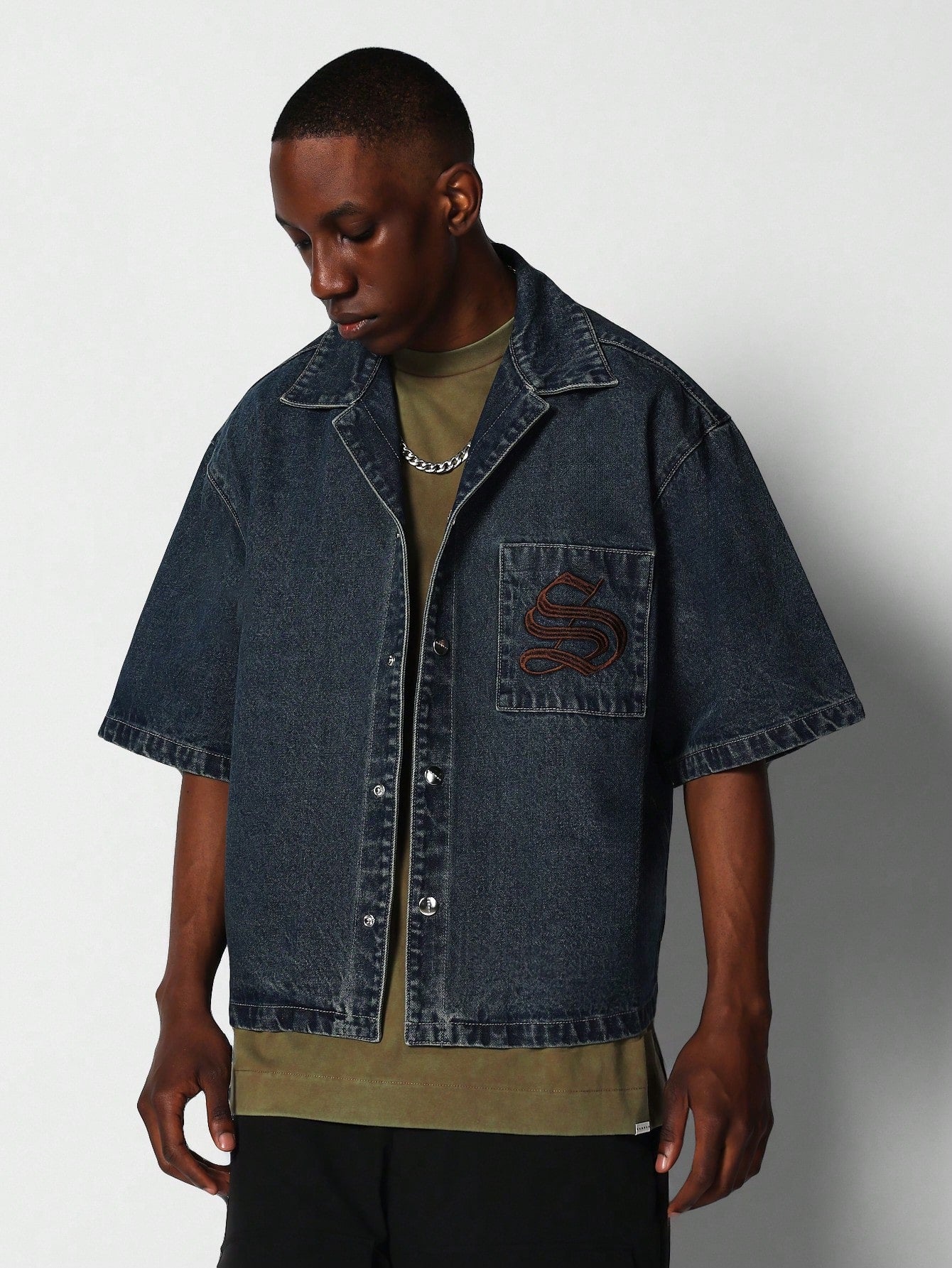 Denim Shirt With Back Embroidery