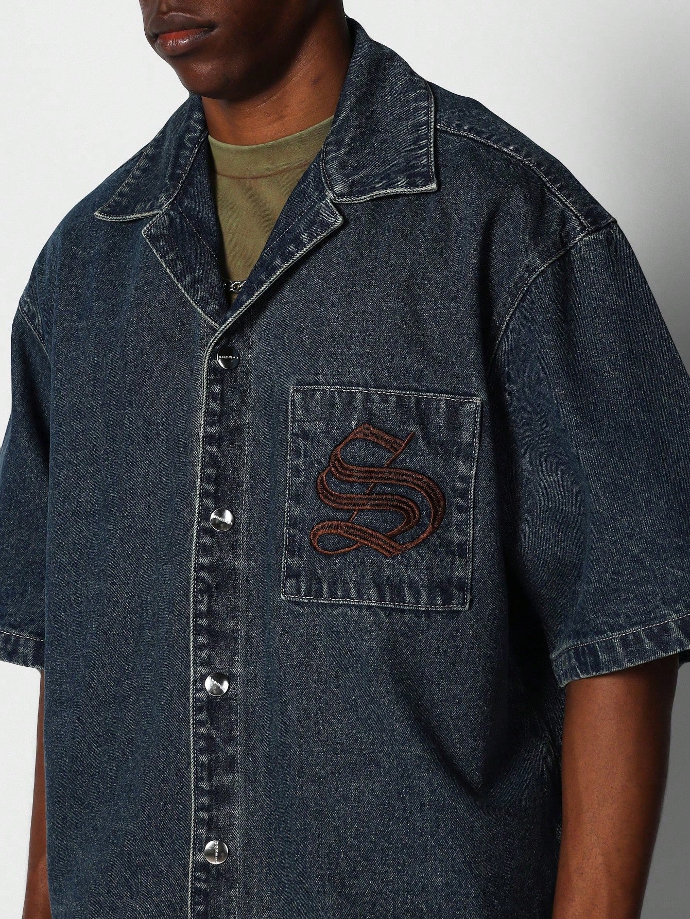 Denim Shirt With Back Embroidery