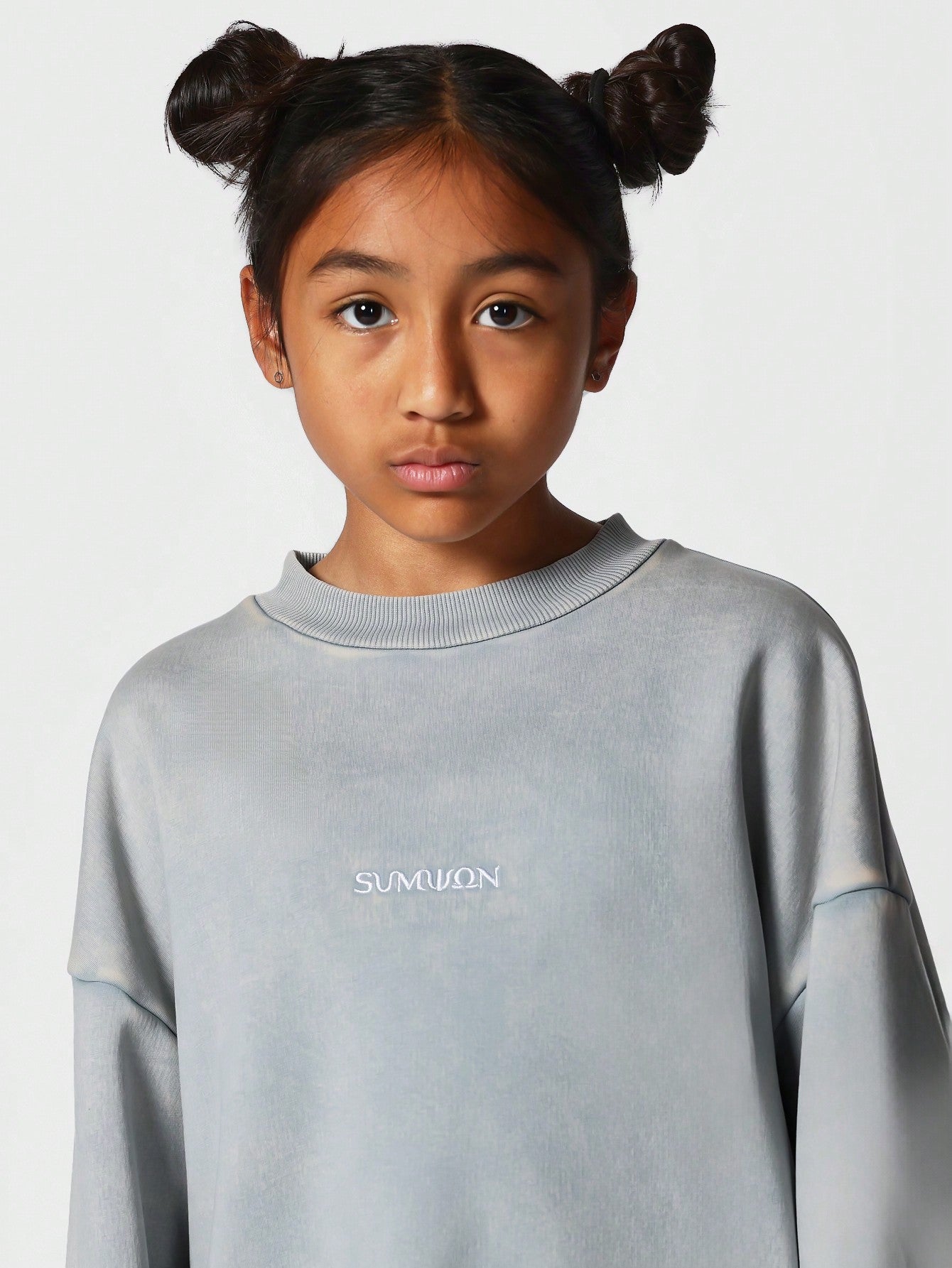 Kids Unisex Washed Sweatshirt With Embroidery