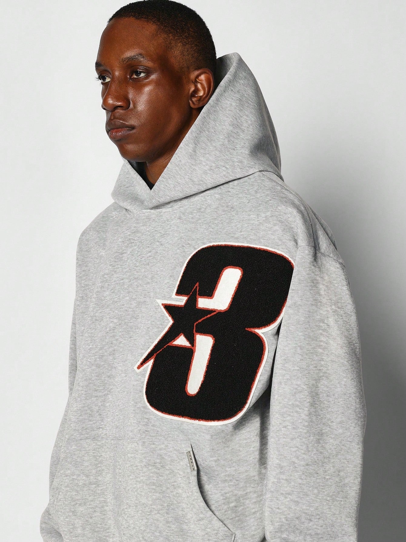 Regular Fit Overhead Hoodie With Applique Embroidery