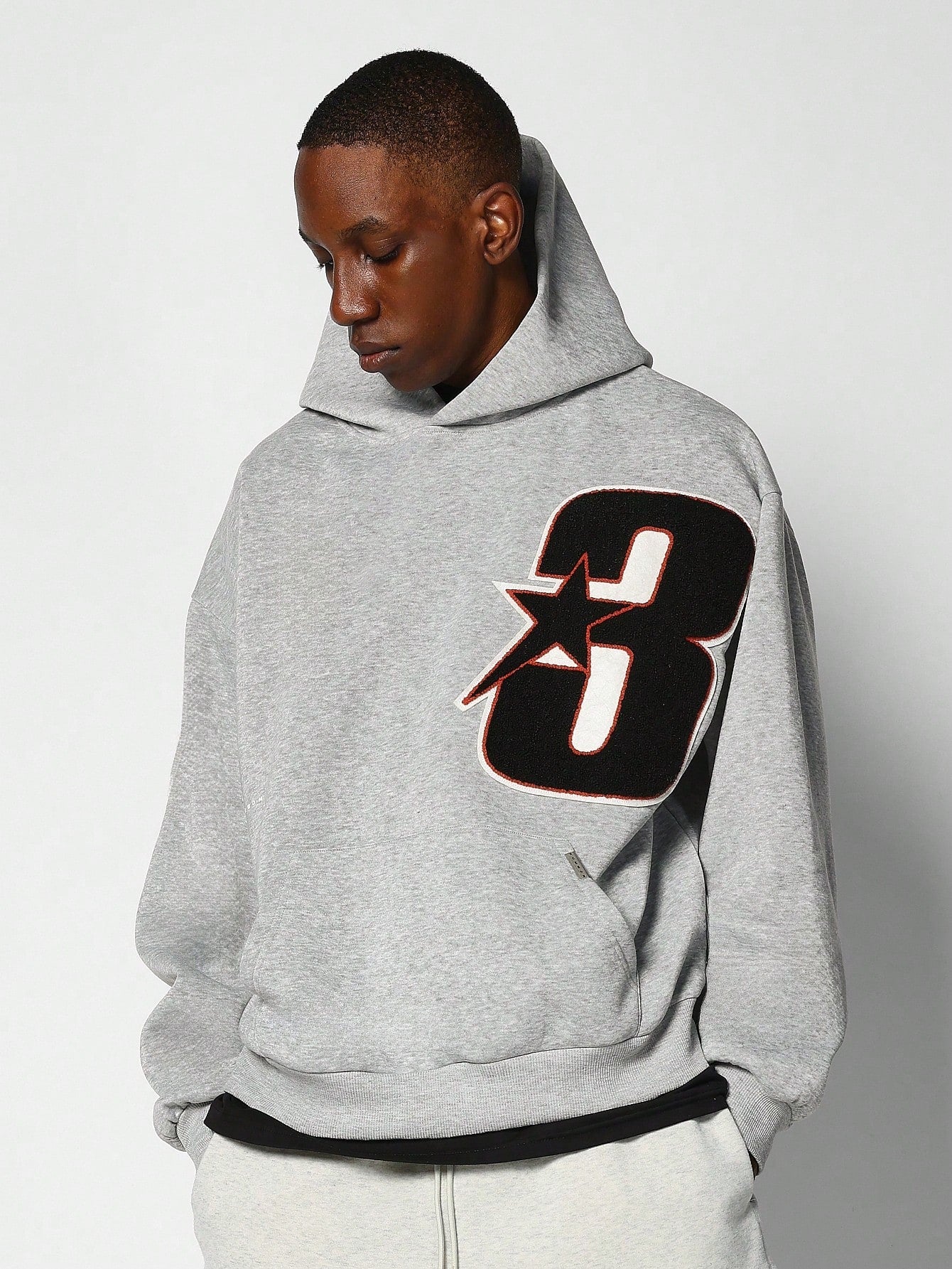 Regular Fit Overhead Hoodie With Applique Embroidery